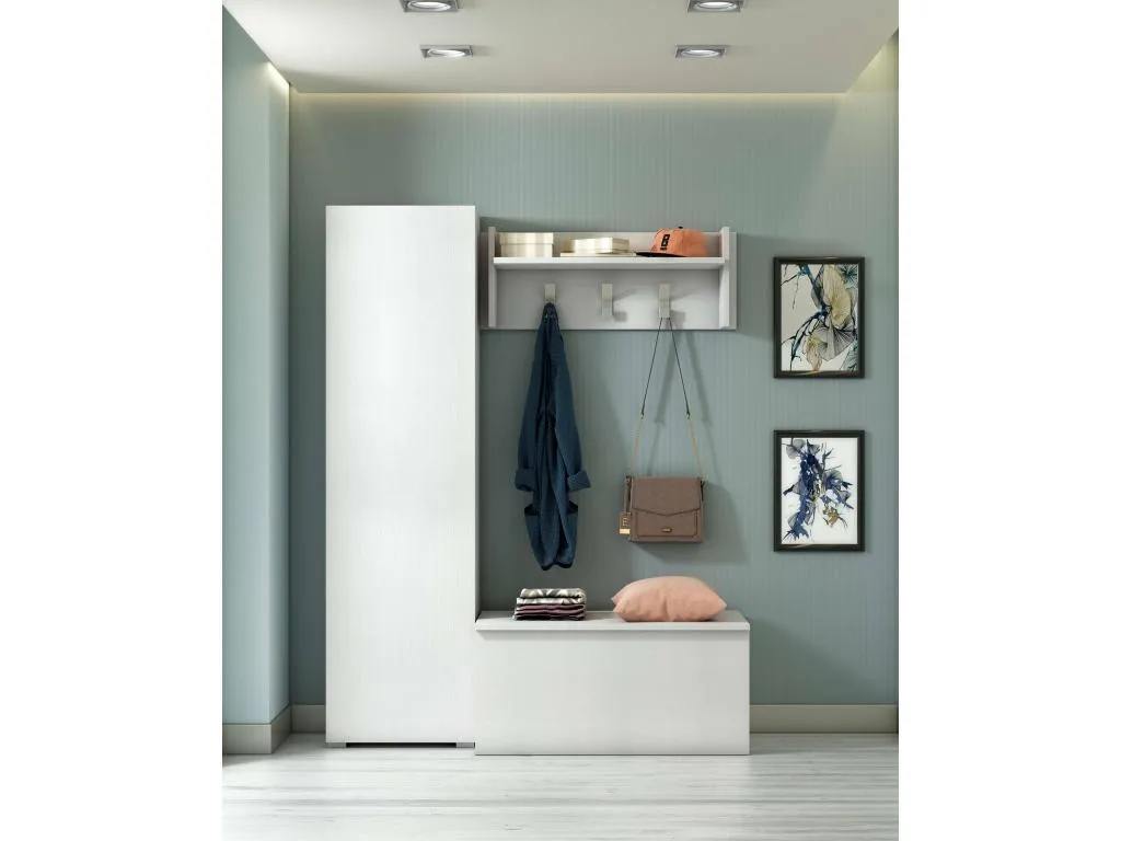 Armario multiusos Homepleno Mueble lineal con 1 puerta y 7 baldas Columna de entrada o baño zapatero moderno Made in Italy 50x30h182 38568nyej