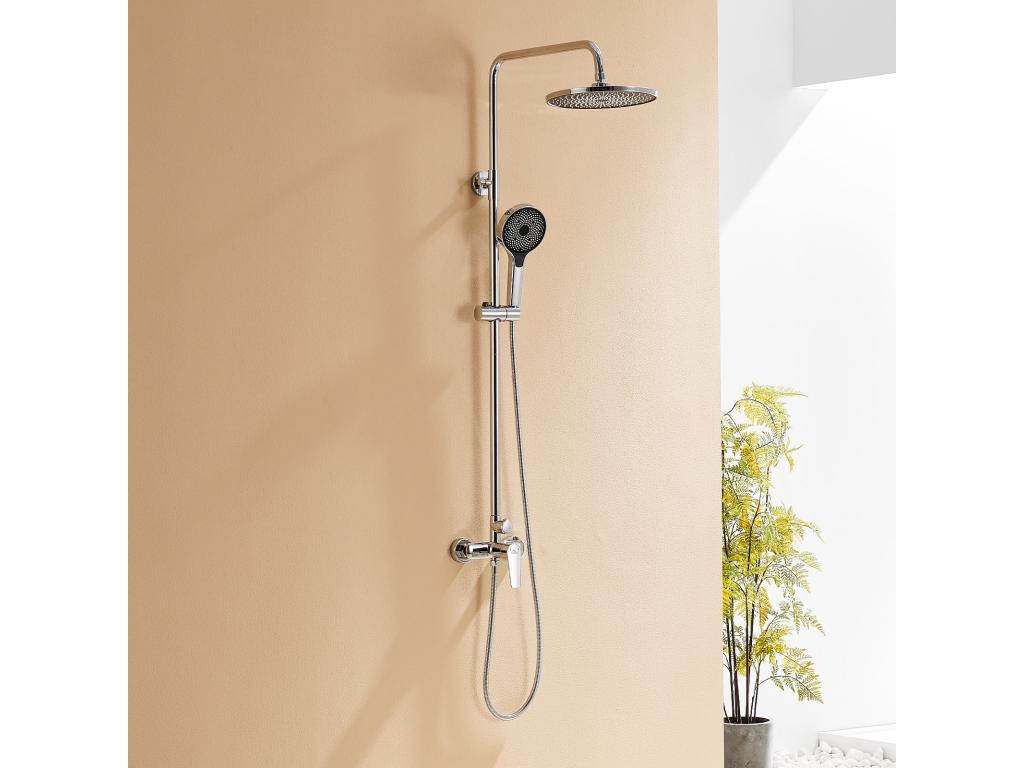 Columna de Ducha,Hogarmagic  Columna de Ducha con Mezclador Altura Ajustable,Mezclador Bañera con Cabezal de Ducha 26 * 26cm,Pomo de mano 3 Jets