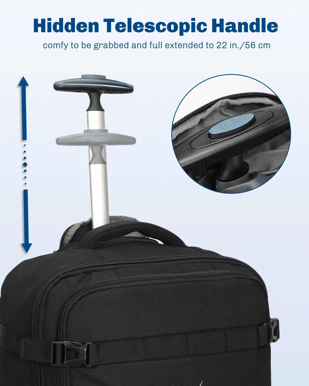 Hynes Eagle 22" Hybrid Carry-On Luggage, Softside Rolling Backpack, Grey - Image 44