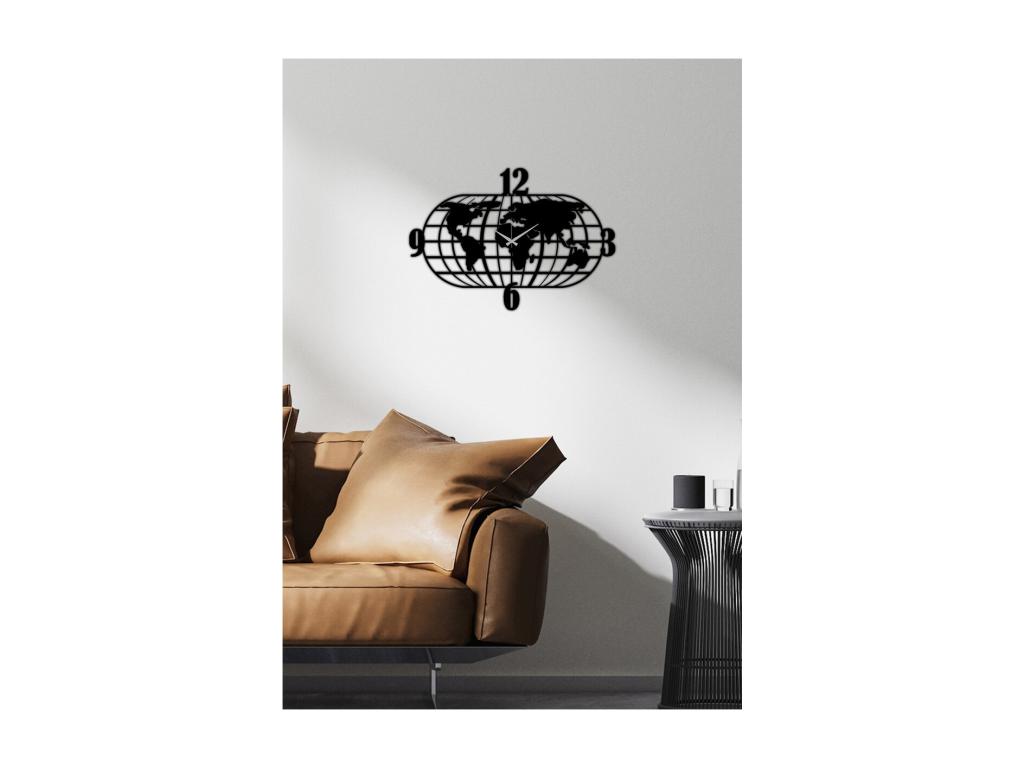 Reloj de Pared Mapa 1, Negro, 73x0,15x50 cm, Pratcas