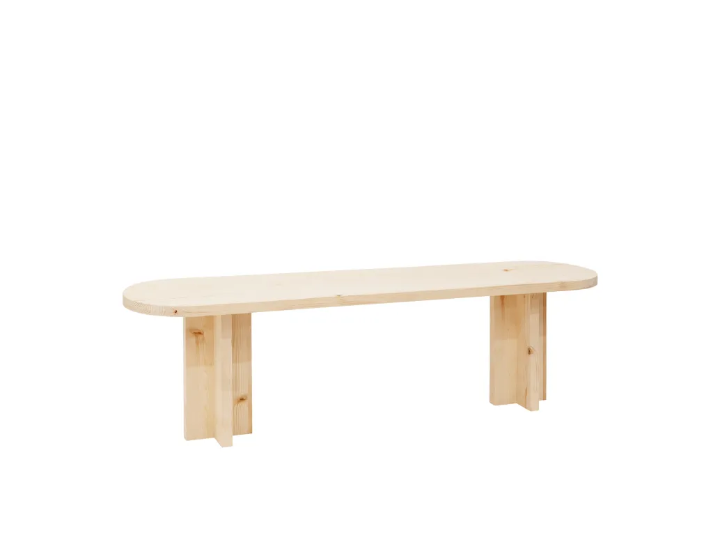 Banco ovalado de abeto natural 140x45cm para interiores Nidovia vmb547847