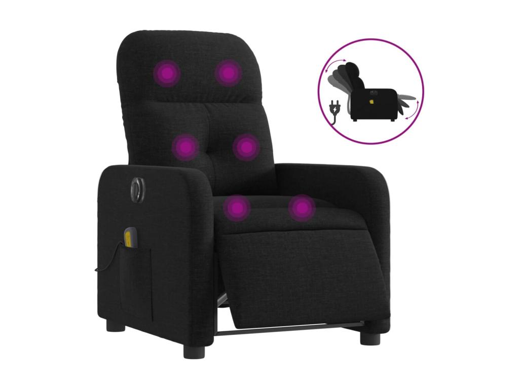 Sillón reclinable de masaje eléctrico tela negro