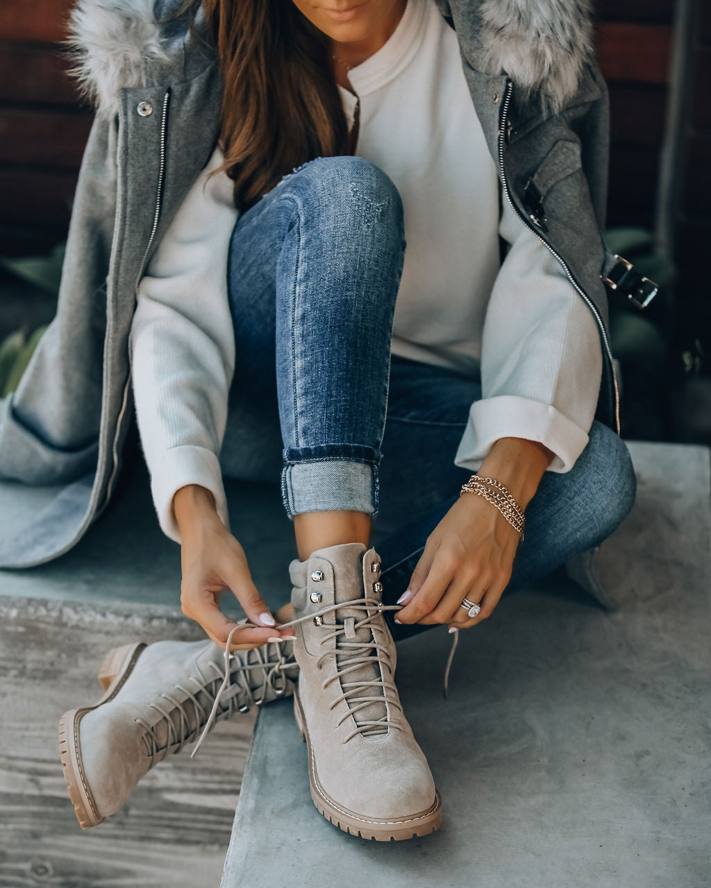 Giselle Faux Suede Lace Up Boot - Se7enfashion