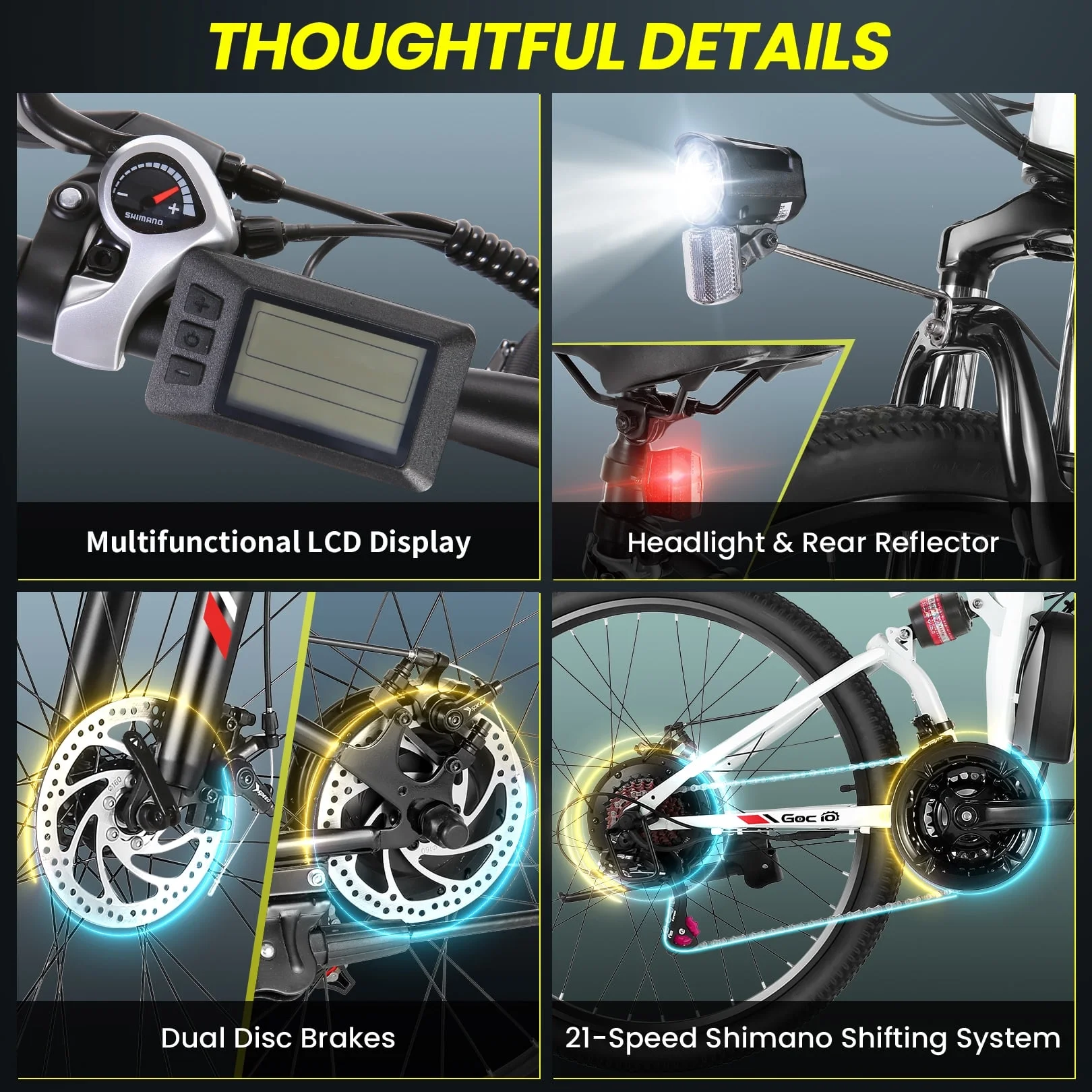 Gocio 26" Folding Electric Bike for Adults, 500W Electric Mountain Bike, Dual shock absorbers, 48V 7.8Ah Battery, Shimano 21 Speed, UL2849 - Image 27