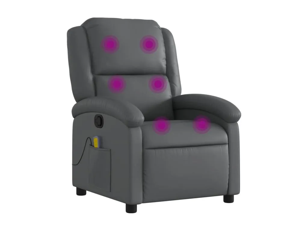 Sillón de masaje reclinable cuero sintético gris
