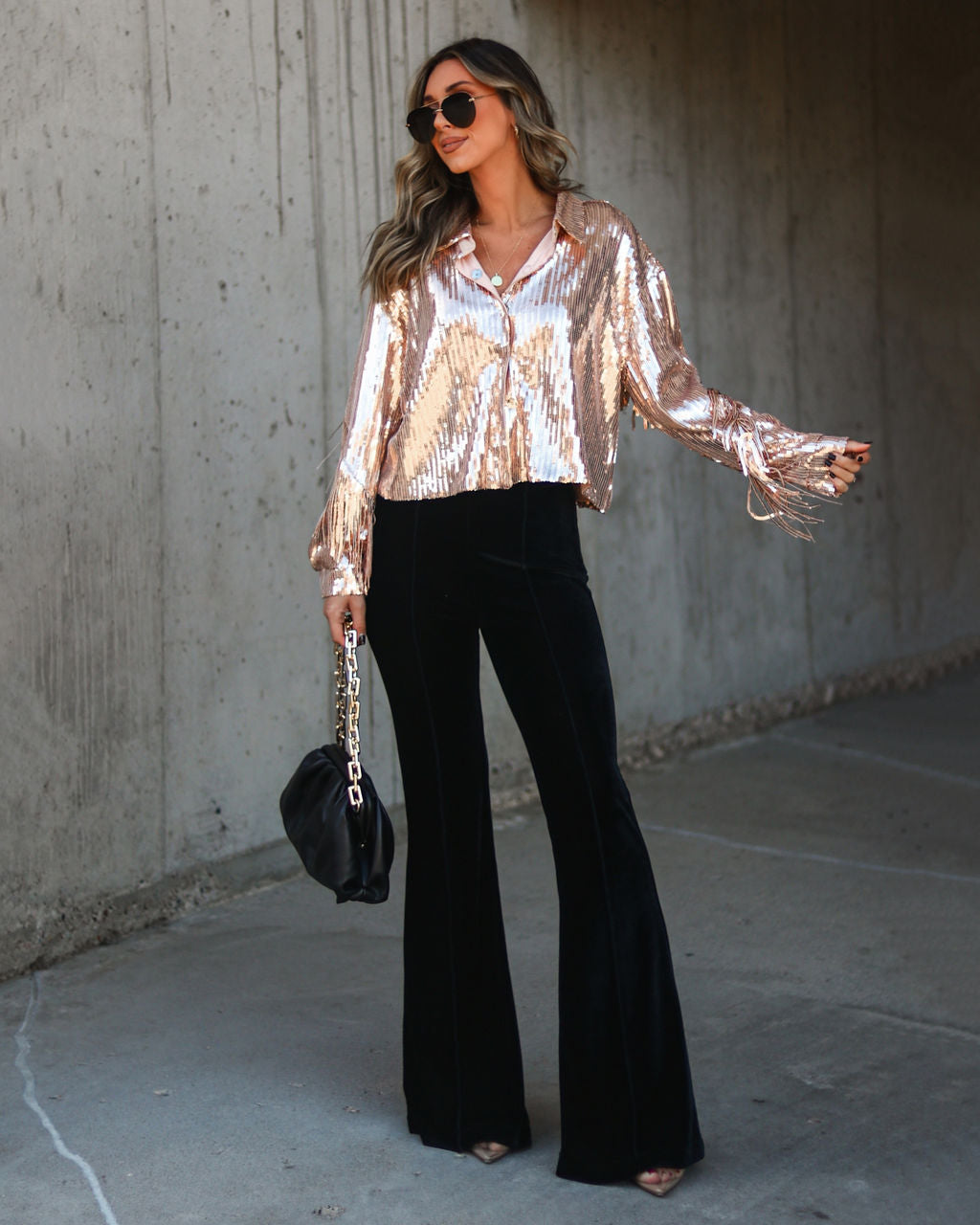 Life Is A Fiesta Sequin Fringe Jacket - Rose Gold - Se7enfashion