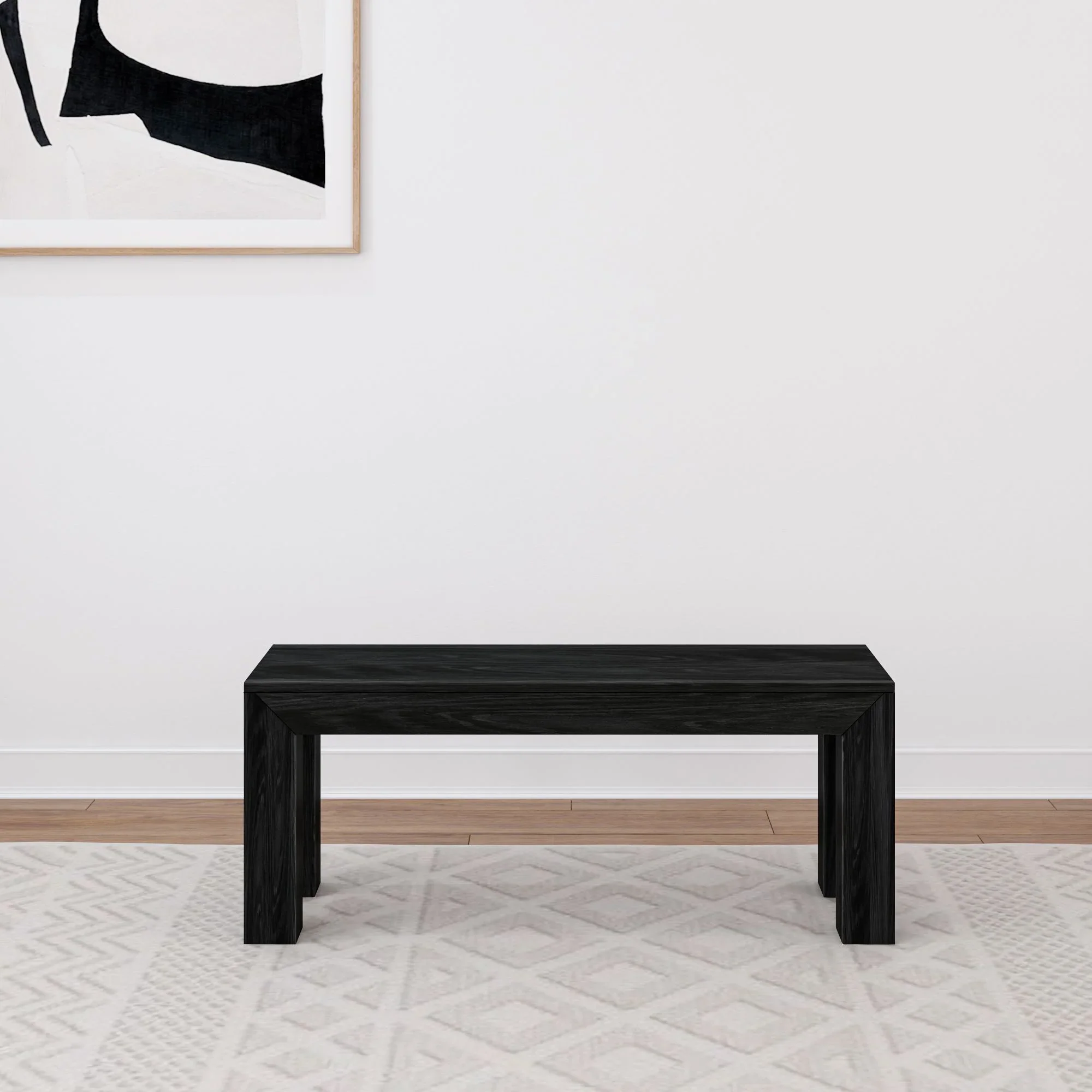 Plank+Beam Modern Dining Bench, Solid Wood Bench for Dining Table, 49", Blonde Wirebrush
