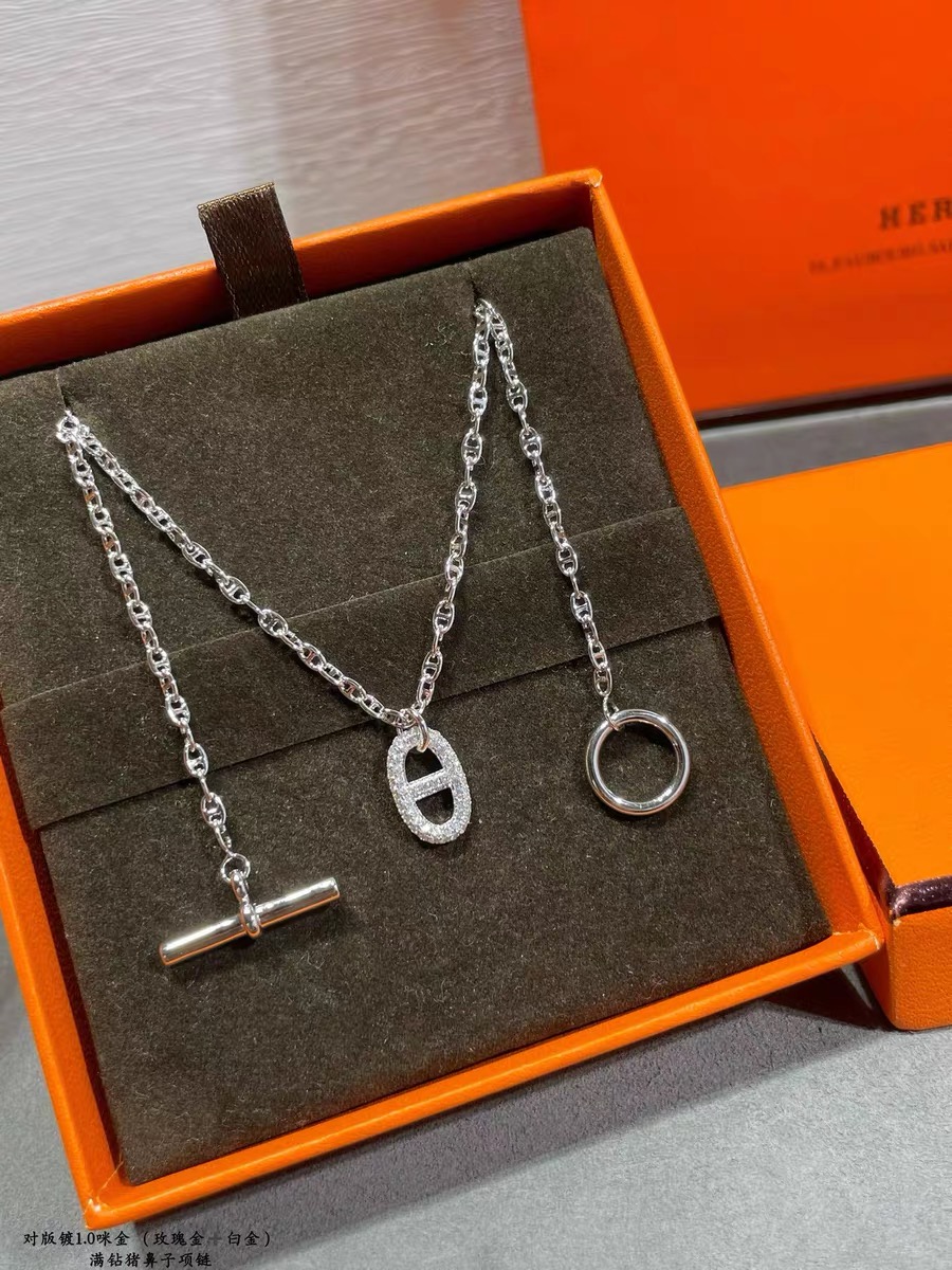 Hermes OT Clasp Pig Nose Pendant Necklace - Original Replica Club