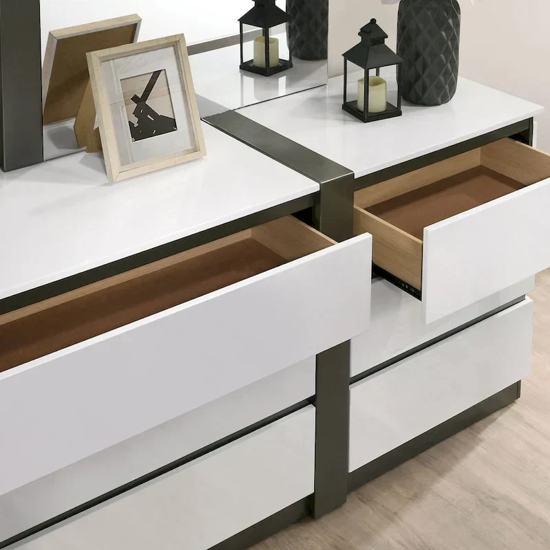Conjira Modern 4-Piece White Wood Bedroom Storage Set by Furniture of America