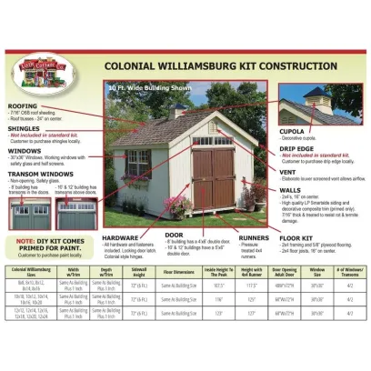 Colonial Williamsburg 10 ft. W x 16 ft. D Solid and Manufactured Wood Storage Shed