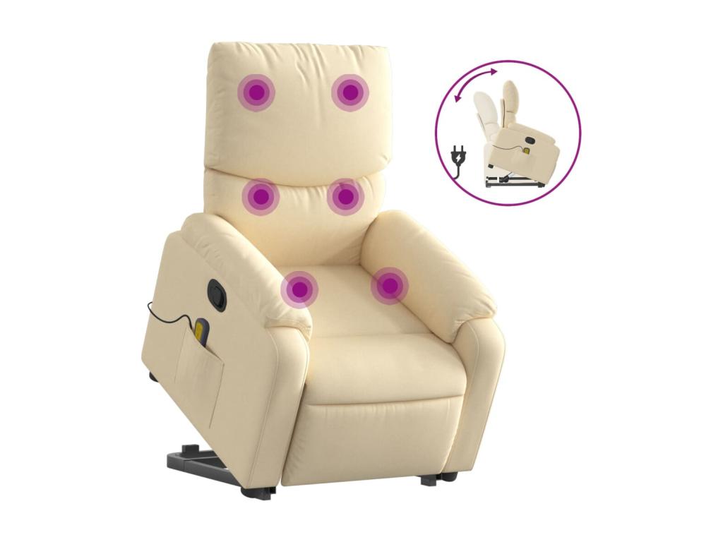 Silla de masaje reclinable de pie de tela color crema