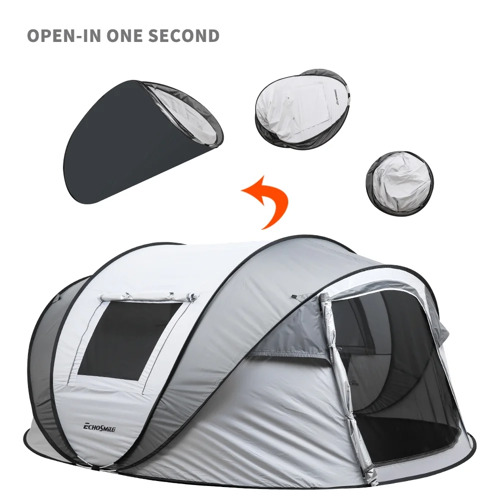 , 4-6 Persons White + Gray Pop-Up Boat Tent, , , - Image 8