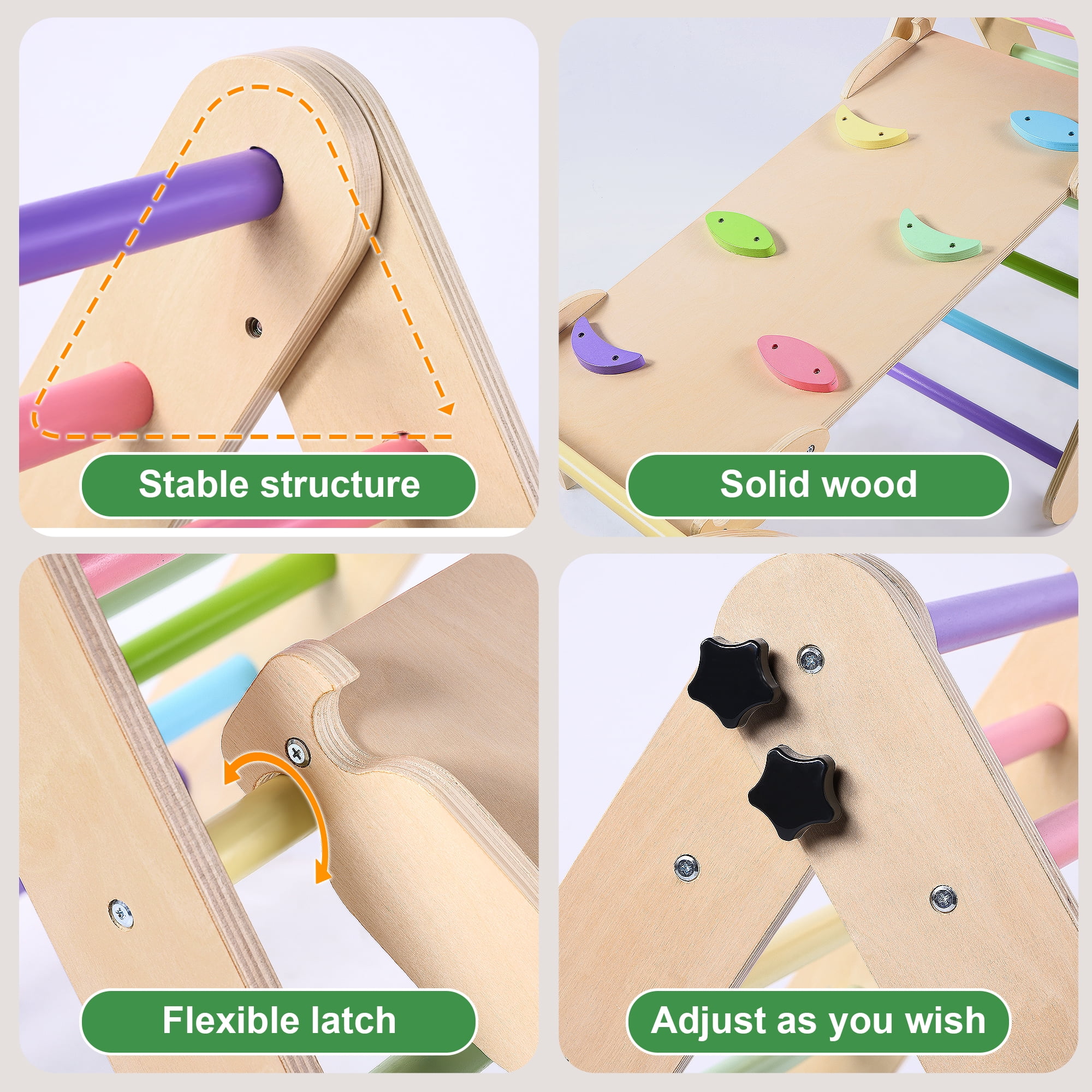 Lookfly 8 in1 Pikler Triangle Set Foldable Baby Climbing Toys for Toddlers 1-6 Inside with Ramp,Toddler Climbing Toys Indoor Baby Gift - Image 14