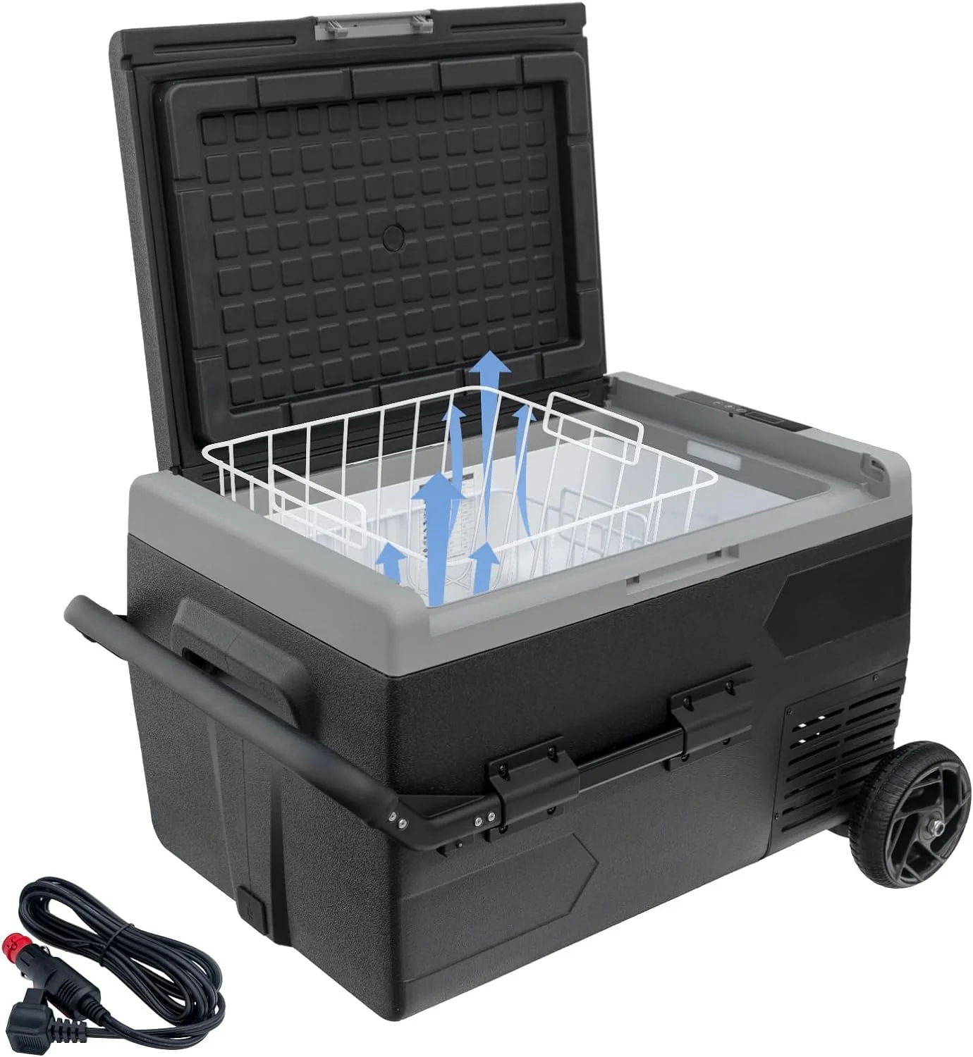 SMAD 12V/24V Car Fridge 50L Camping Mini Fridge Freezer, Quiet Electric Compressor Cool Box, Black - Image 2