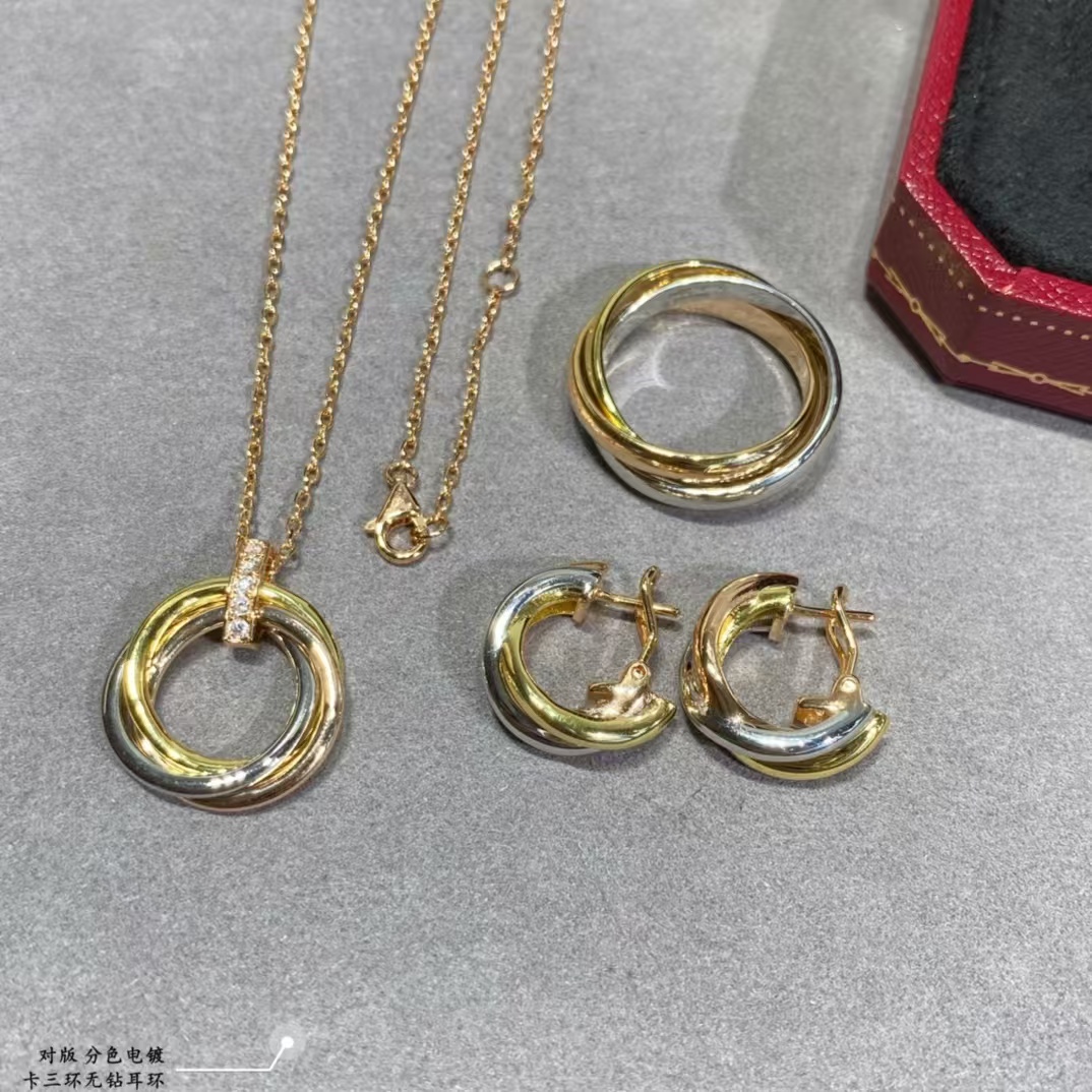 Cartier Three Colors Metal Hoop Earrings - Original Replica Club