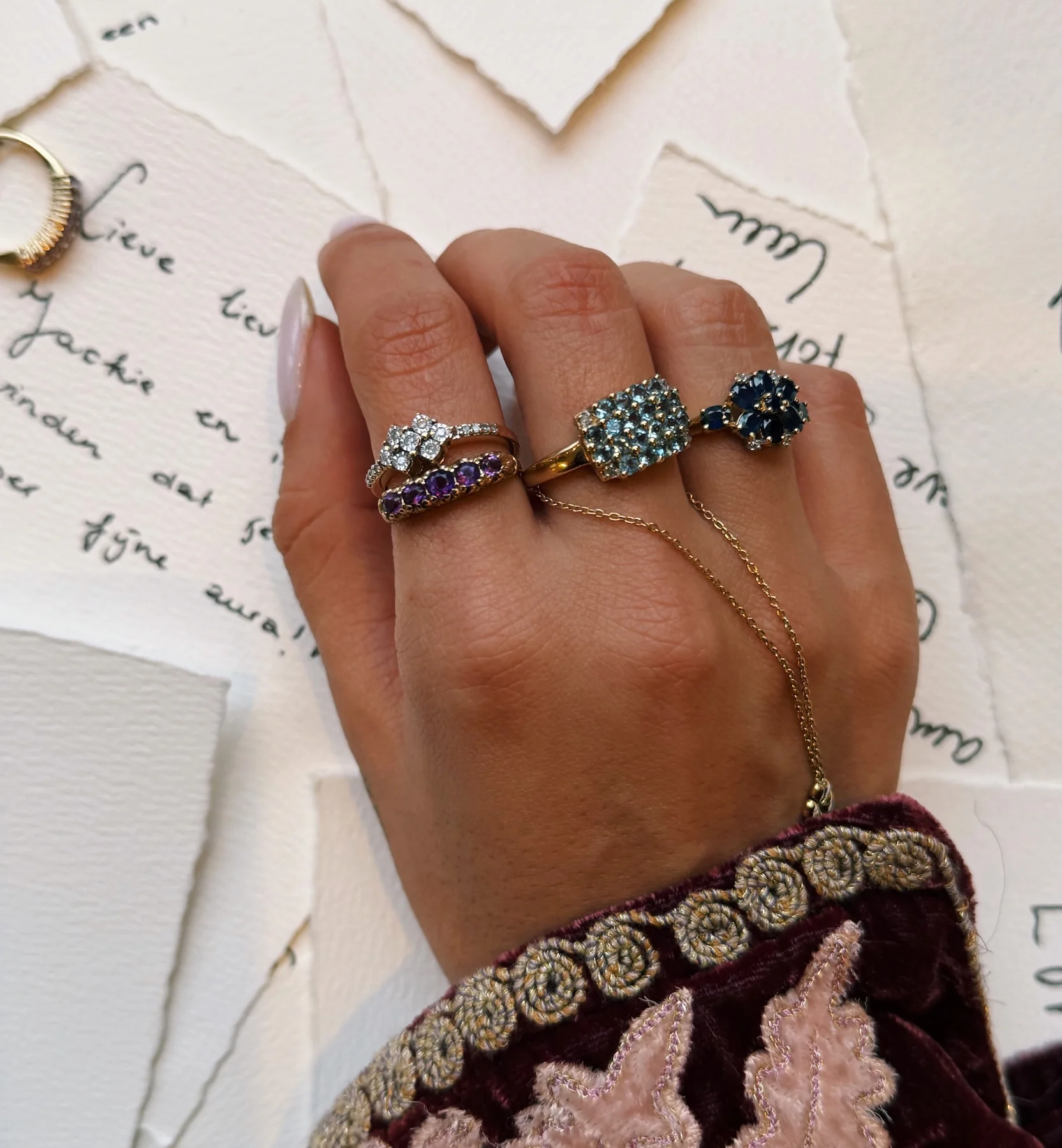 Vintage Diamond and Topaz Midwinter Glow Ring 9K