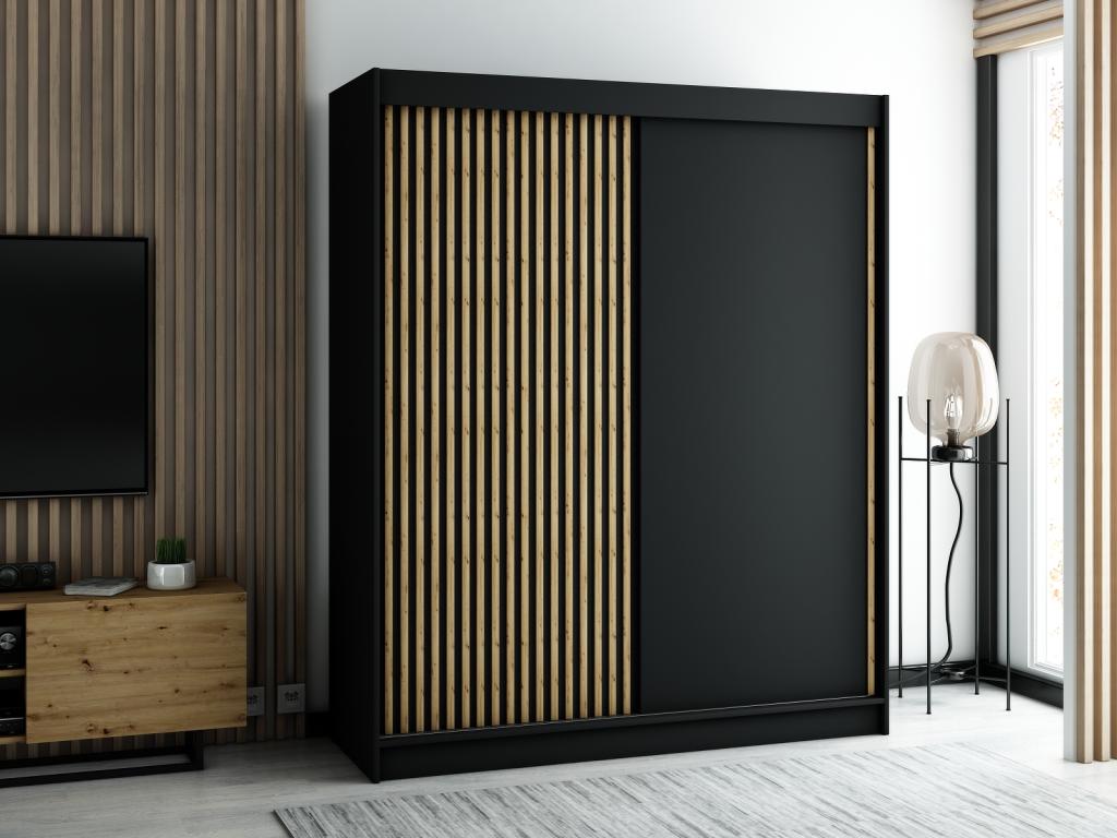 ARMARIO Joliven DE PUERTAS CORREDERAS 200/180/62 2 puertas negro/negro/artisan