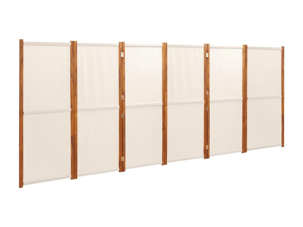 Biombo divisor de 6 paneles blanco crema 420x180 cm