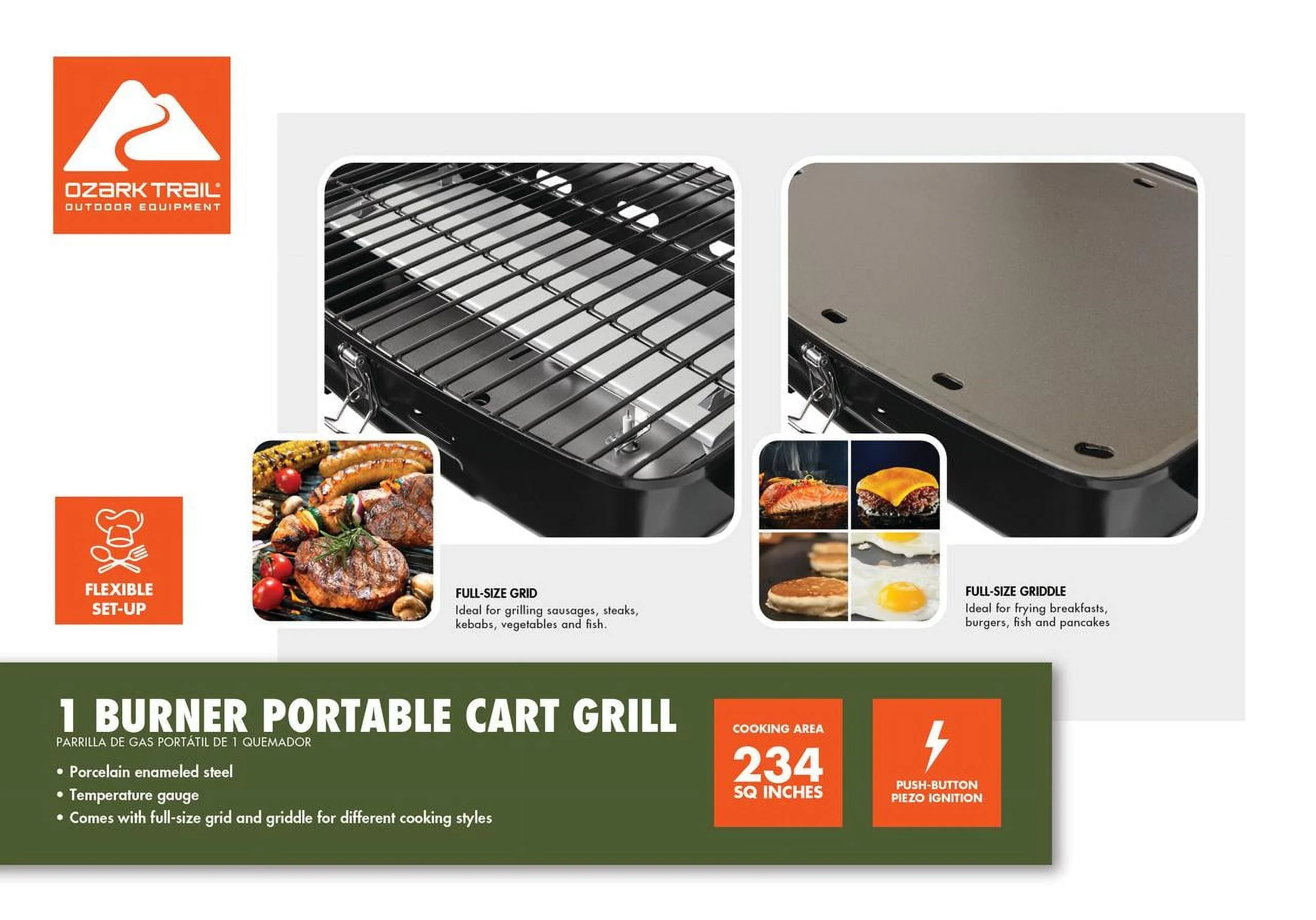 Ozark Trail Portable 1 Burner Gas Grill with Interchangeable Griddle Plate - Image 9