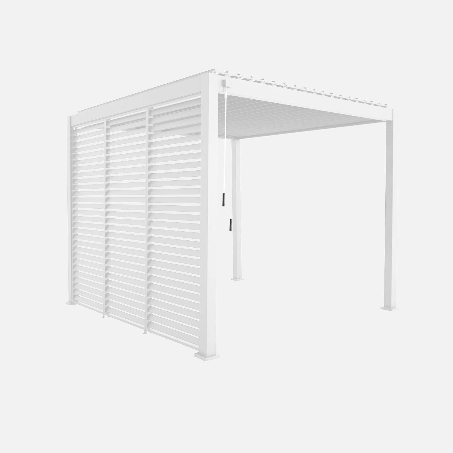 Triomphe 3x3m + accesorios - Pérgola bioclimática de aluminio 3x3m con lamas orientables V2 + 3 persianas