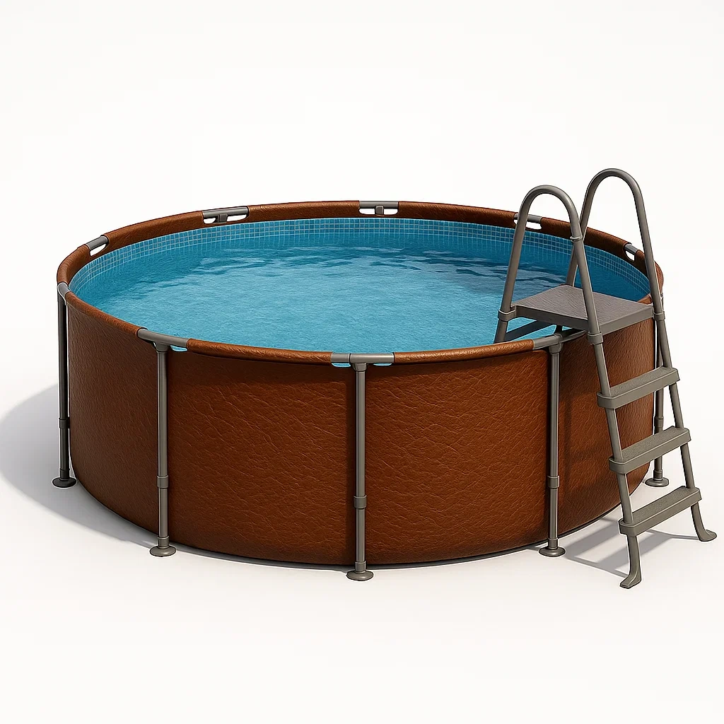 Piscina tubular redonda desmontable de acero 448x105 cm marrón/gris con filtro y escalera ztJWDSn287Sm