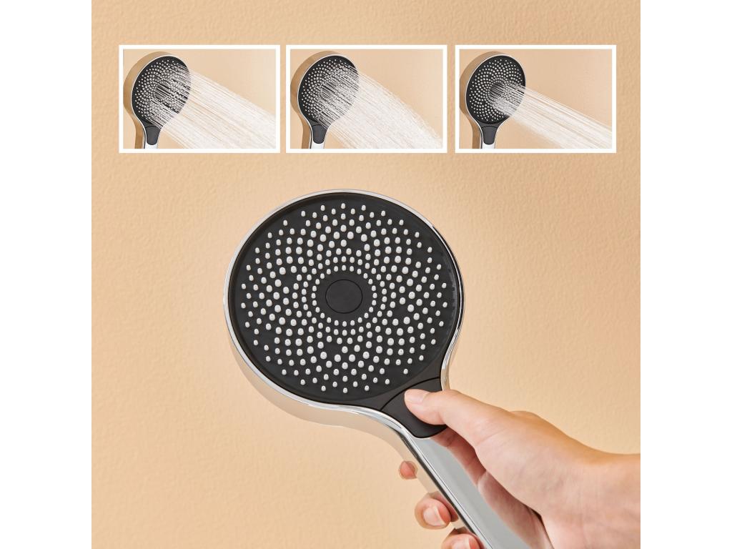 Columna de Ducha,Hogarmagic  Columna de Ducha con Mezclador Altura Ajustable,Mezclador Bañera con Cabezal de Ducha 26 * 26cm,Pomo de mano 3 Jets