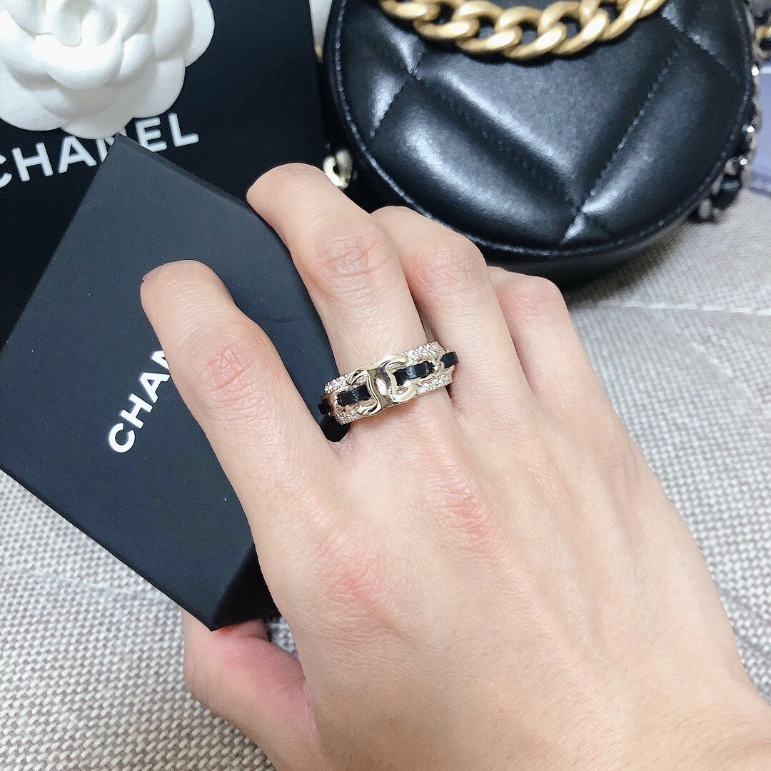 Chanel Black Leather Coco Ring - Original Replica Club