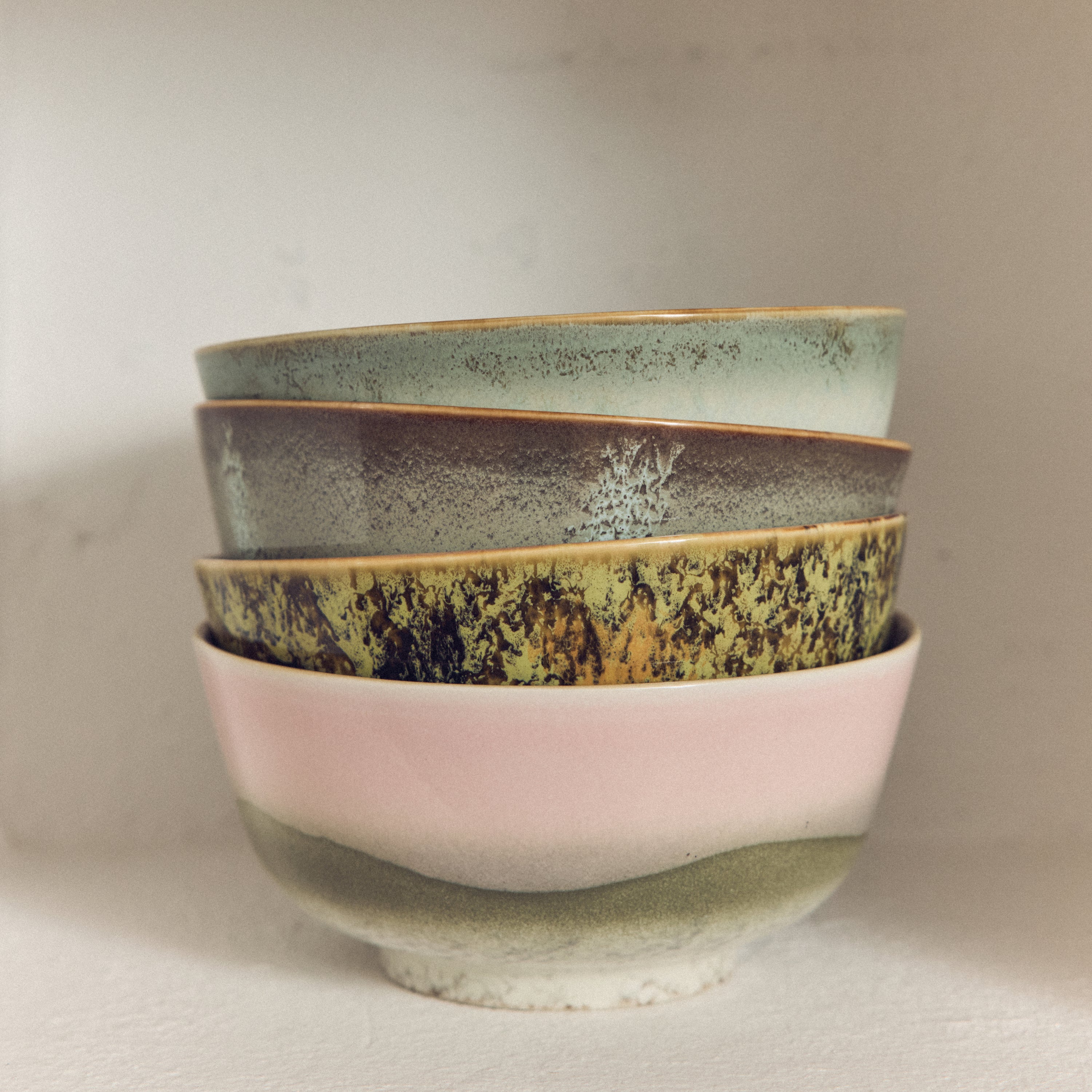 HKliving 70's Ceramics Ramen Kommen Ø 19 cm - Set van 2 - Verge