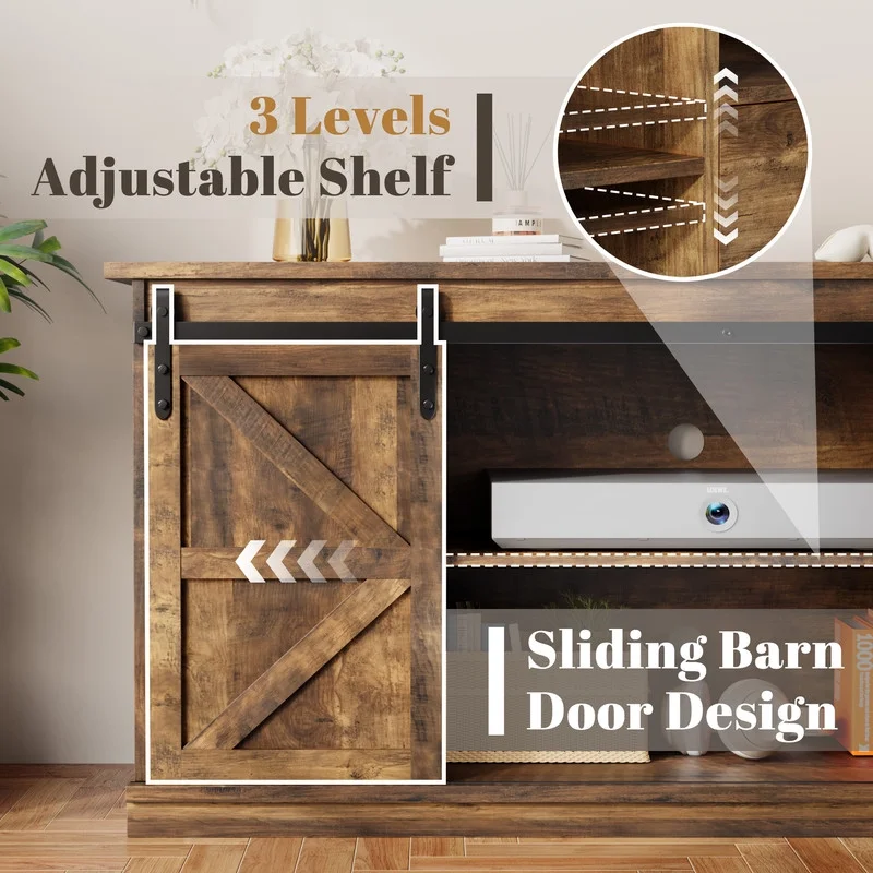 Vineego 70 inch Farmhouse TV Stand for Living Room, Entertainment Center with Sliding Barn Doors & 4 Storage Drawers, Adjustable Shelves Rustic Media Console for Bedroom,White - Image 25