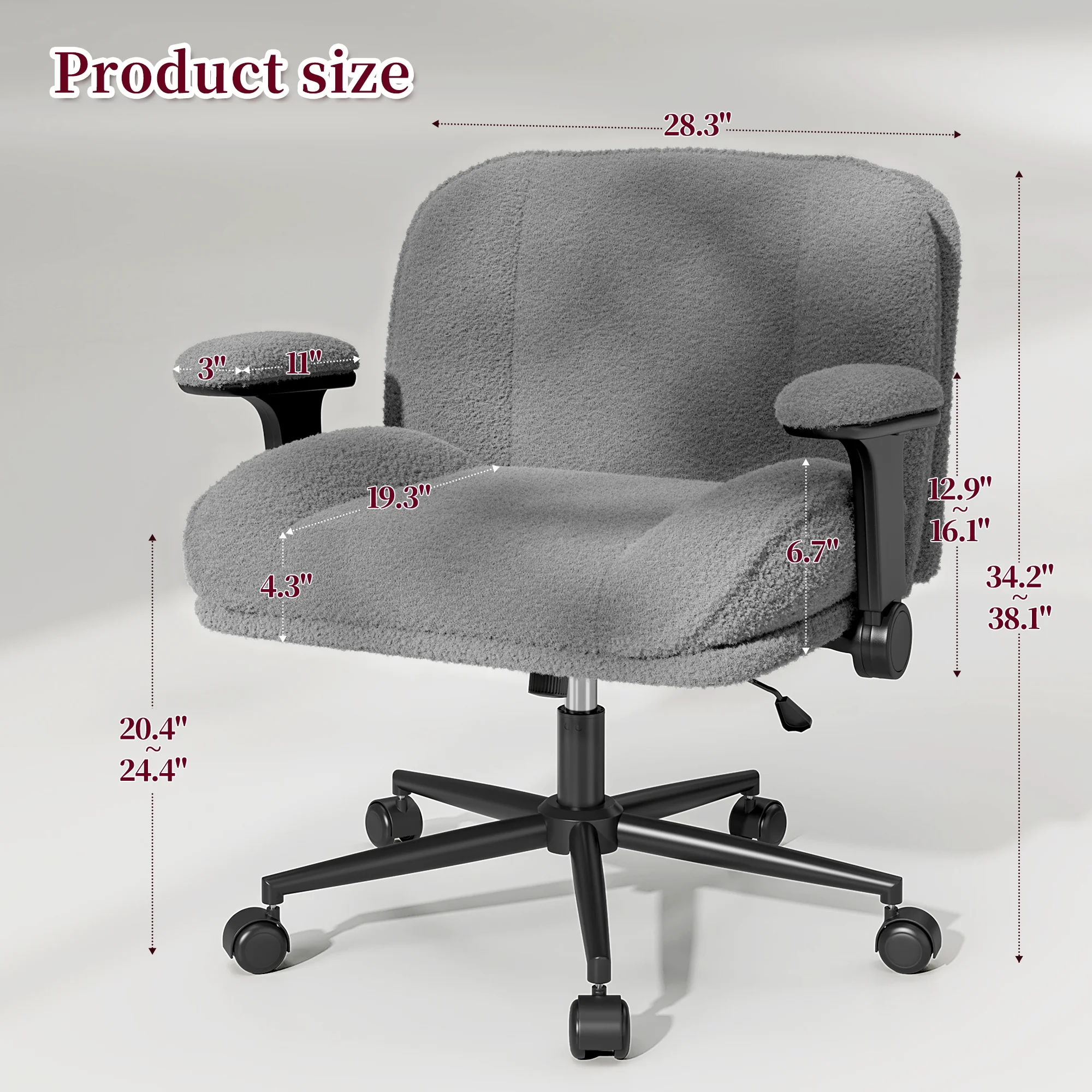 Romorgniz Criss Cross Chair with Adjustable Arms & Lumbar Support Office Chair with Reclining Back, Thick Cushion & Wheels for Office, Gaming, Reading, Vanity, Off-White - Image 17