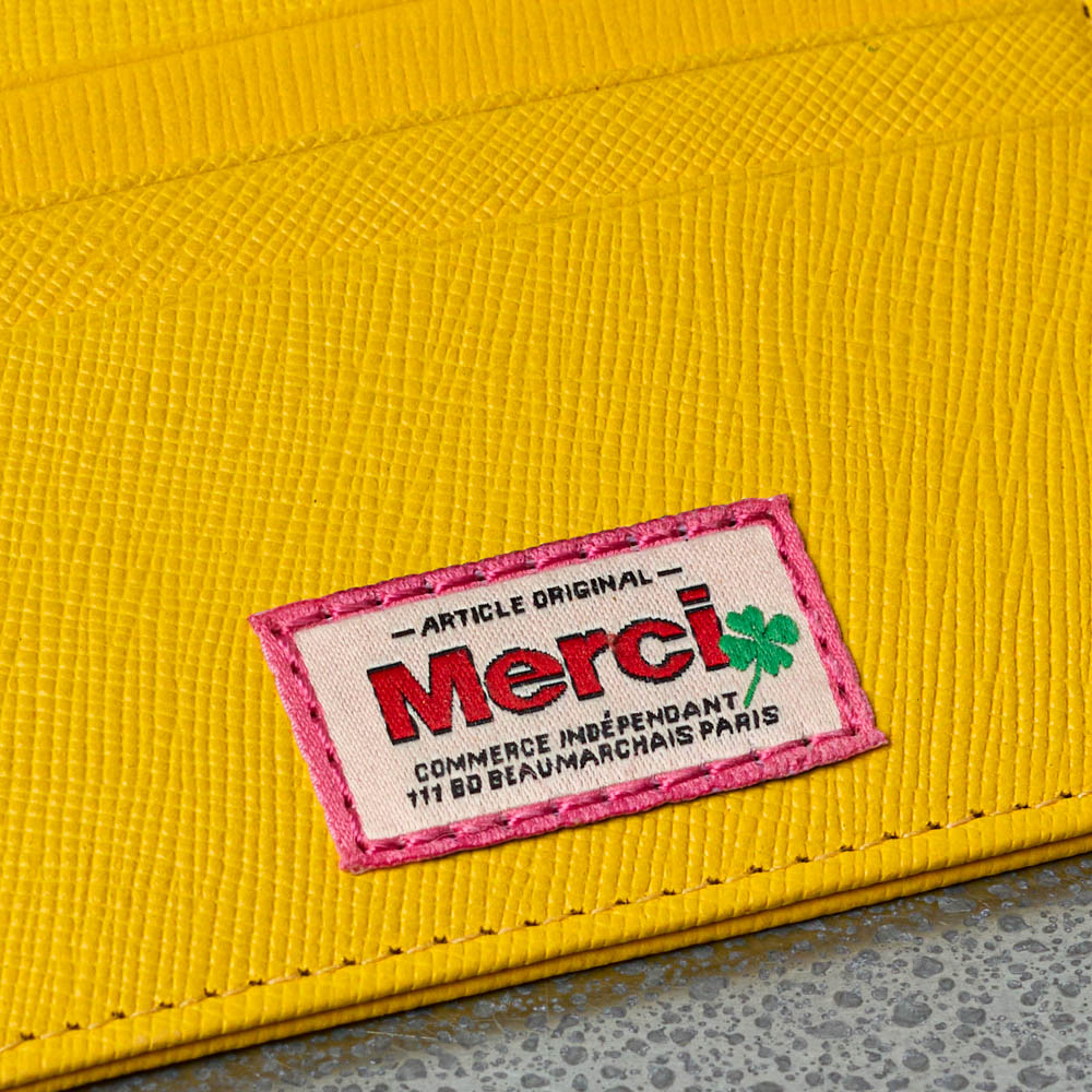 Merci - Porte Carte Plat - Jaune