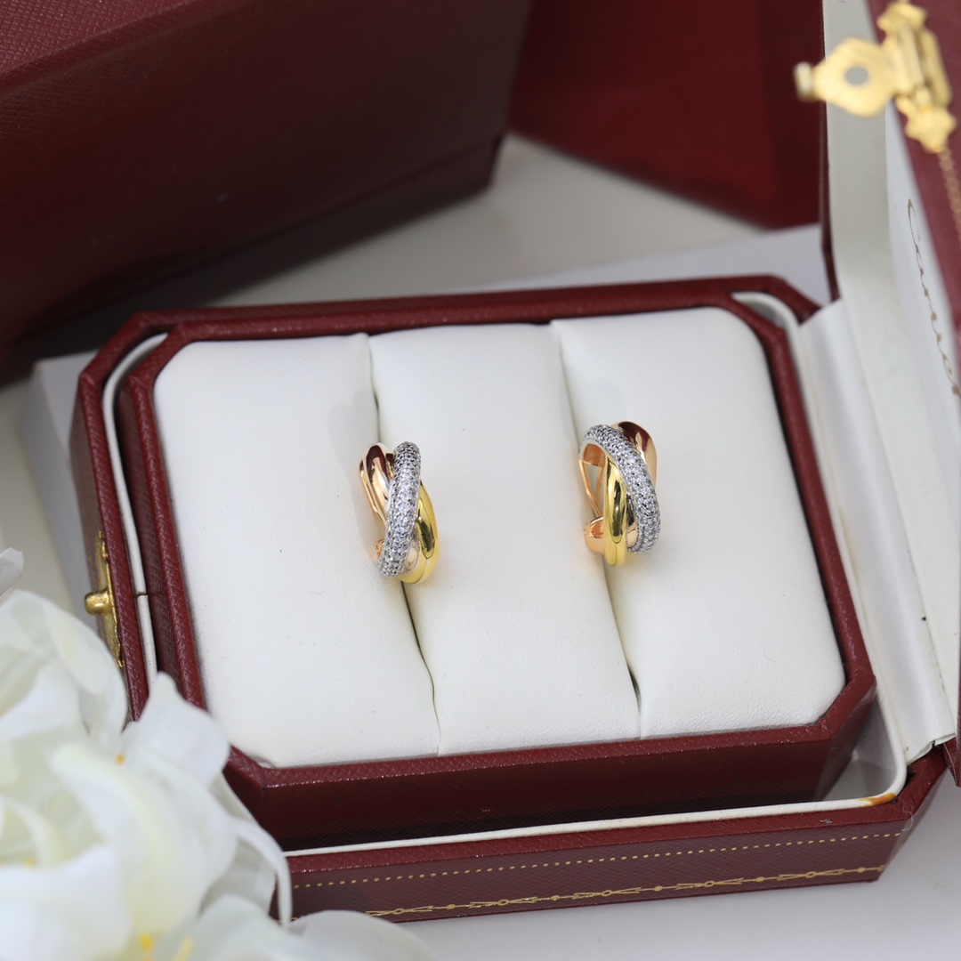 Cartier Mixed 3 Metal Color Trinity Earrings - Original Replica Club