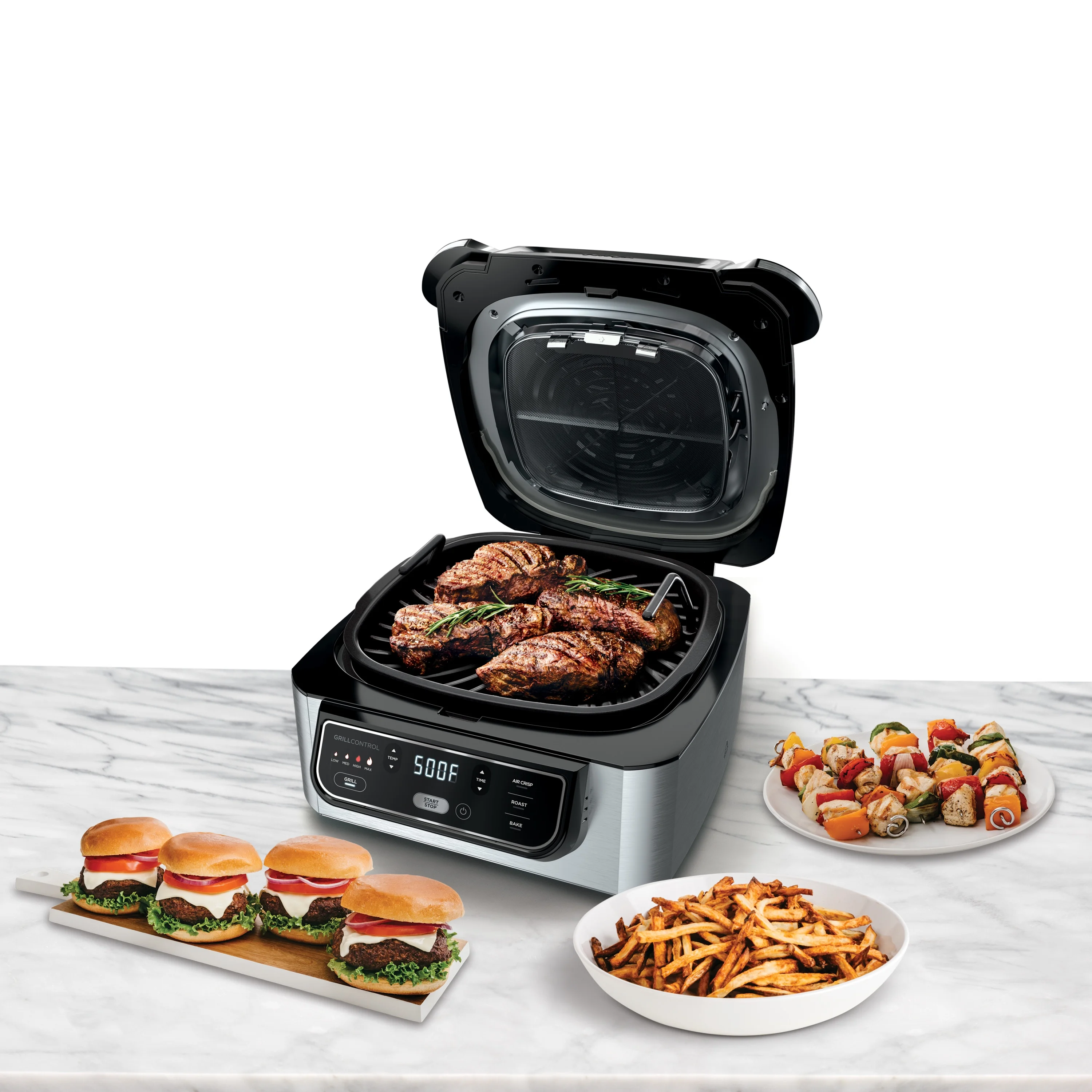 Ninja Foodi 4-in-1 Indoor Grill with 4-Qt Air Fryer, Roast, Bake, & Cyclonic Grilling Technology, Black/Stainless - Image 3