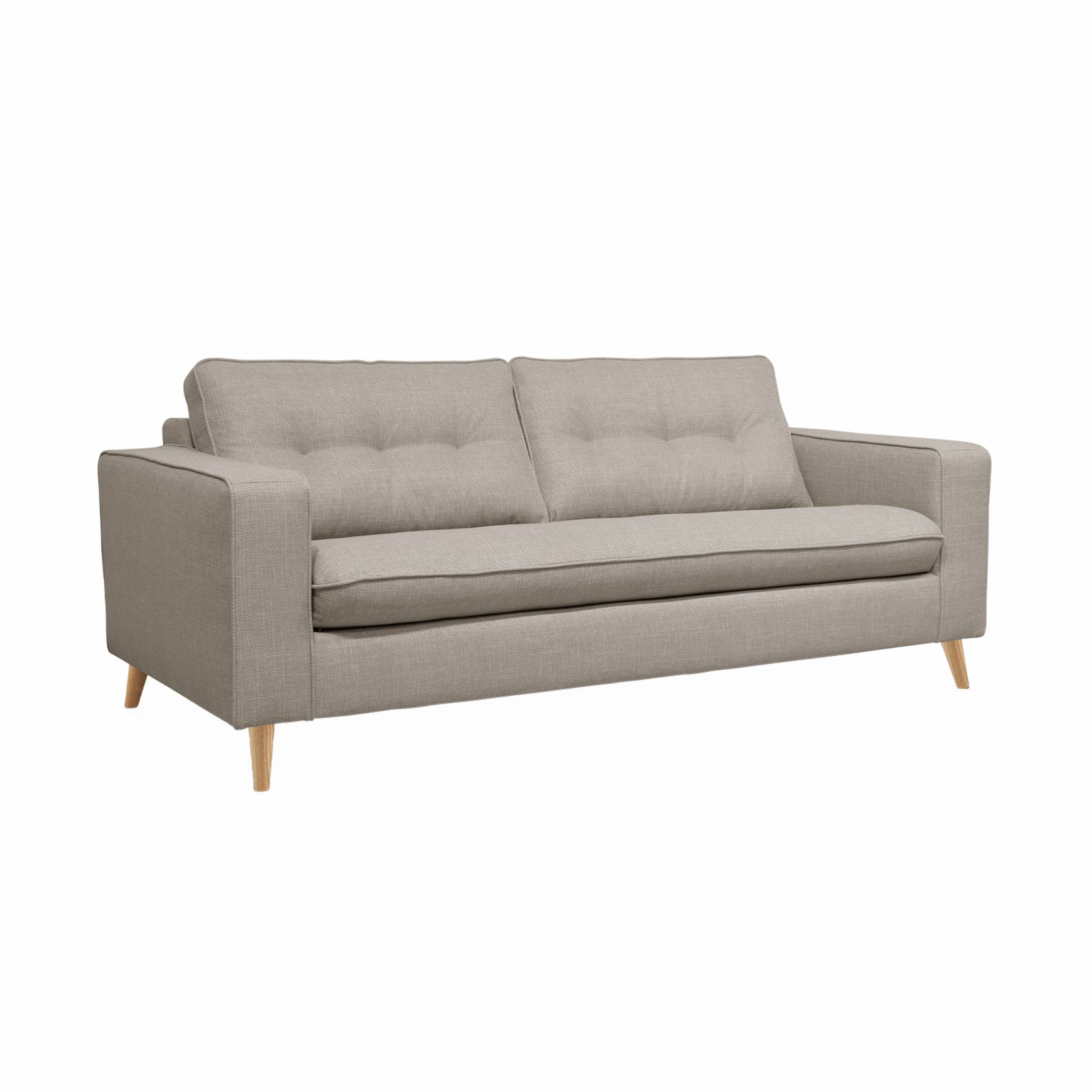 Sofá cama de 3 plazas en lino beige con colchón de 12 cm zl1407e0