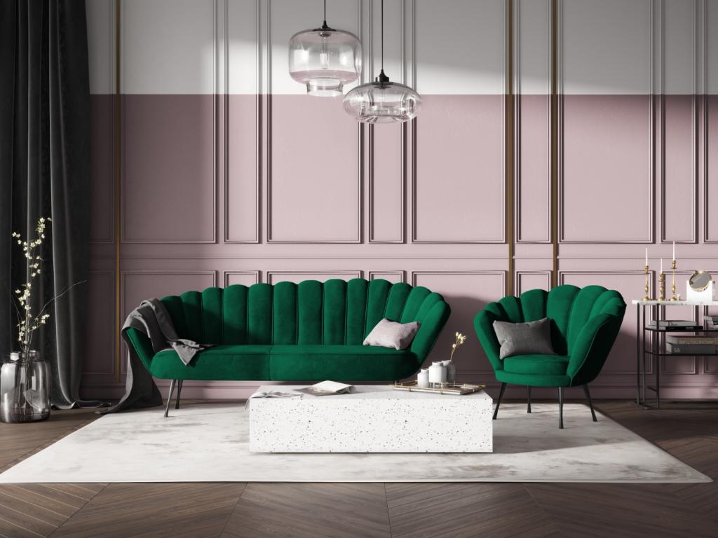 Sillón Homelyvo de terciopelo verde botella - 98x78x76cm