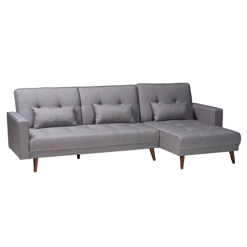 Sofá cama de tamaño individual de tela gris pizarra de 104.5 pulg. PINPAI ga9861024
