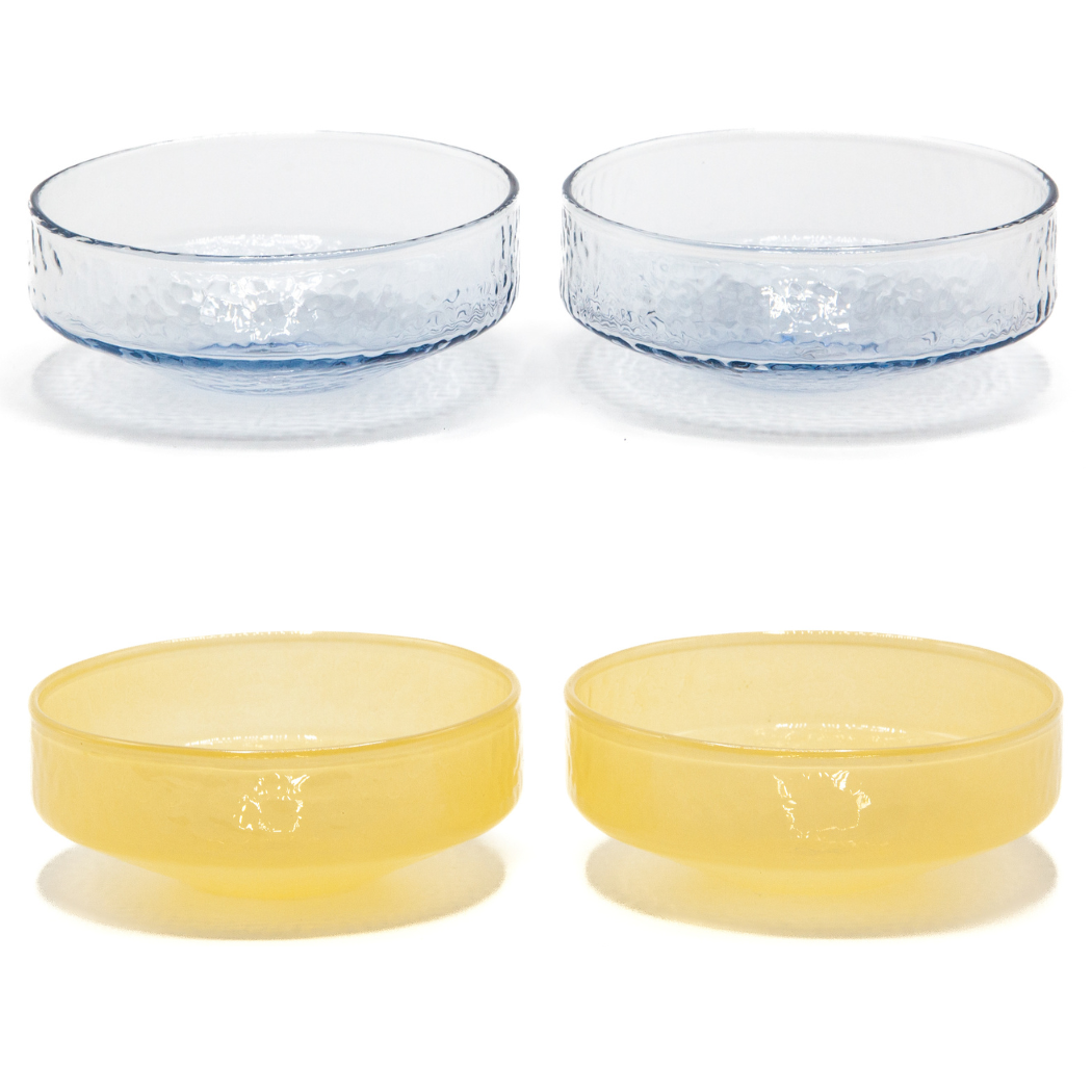 Brût Homeware, Schaaltjes Claude, blauw   geel, set van 4