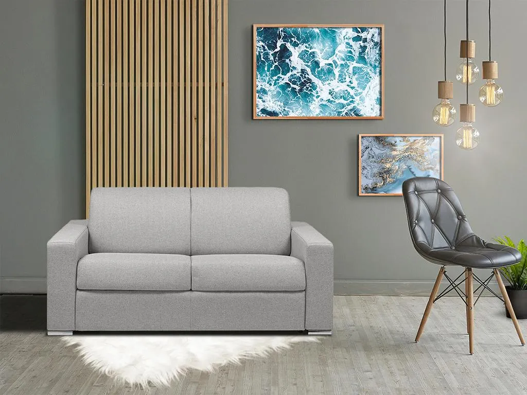 Sofá cama de apertura rápida 2 plazas tela Kavehomedeco - Gris - Cama 120 cm - Colchón 18 cm PEUR83037