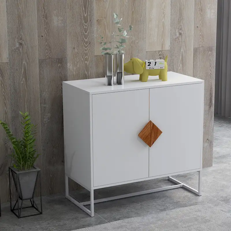 CUSchoice Solid Wood Square Handle 2-Door Sideboard