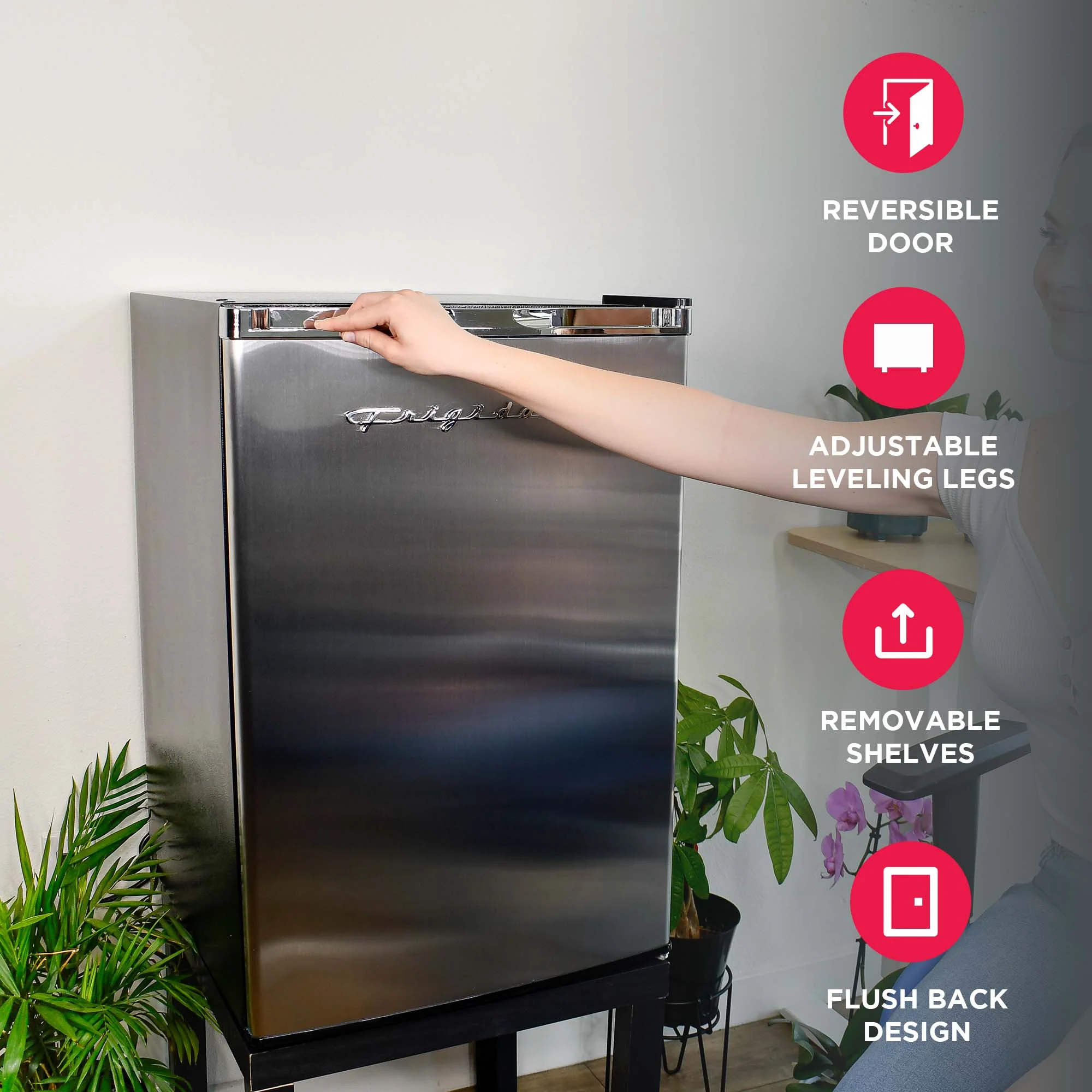 Frigidaire, 4.5 Cu. Ft. Compact Fridge with Chrome Trim - EFR492, Platinum - Image 3