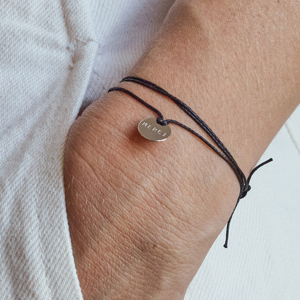 Petit médaille Merci en laiton - Noir