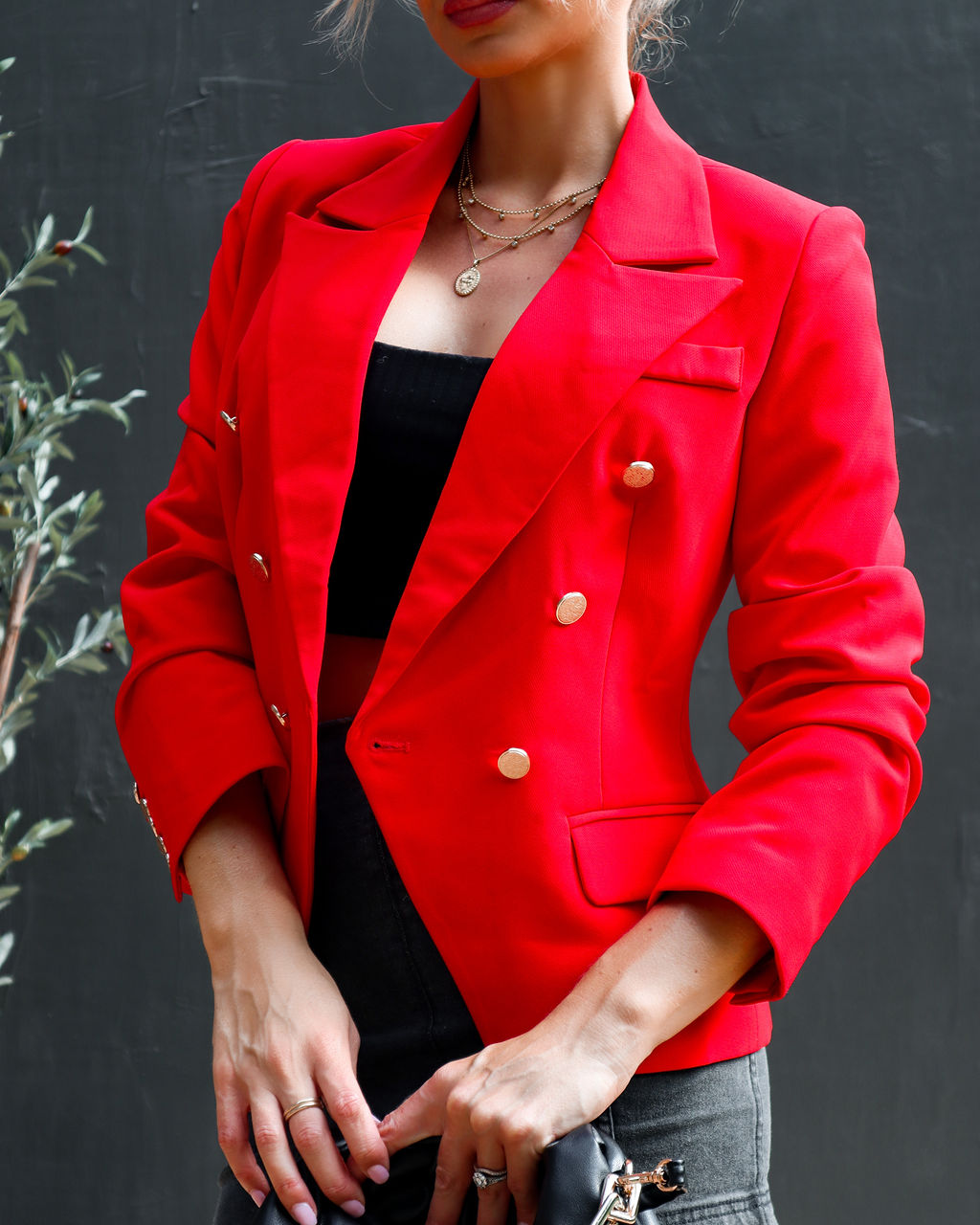 Wonder Women Pocketed Blazer - Red - SALE - Se7enfashion