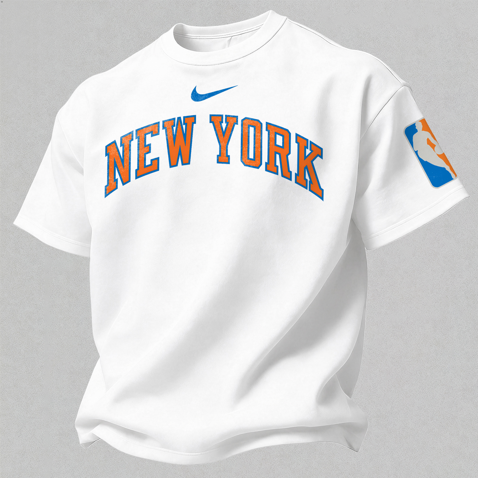 Vintage NYC Style Blue and Orange Graphic Printed Oversized Unisex T-shirt
