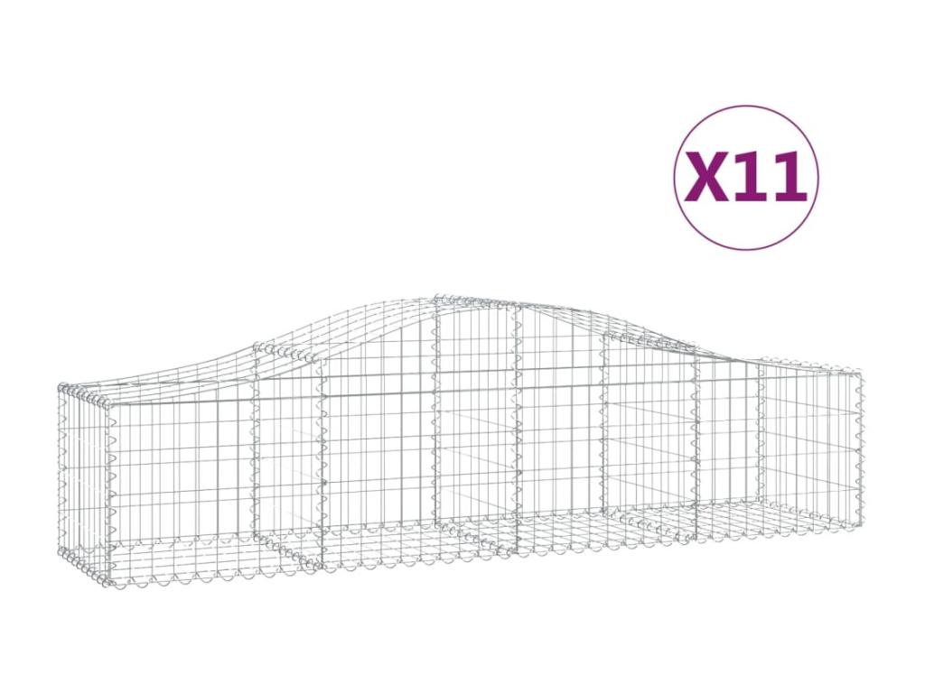 Cestas de gaviones arqueadas 11 piezas 200x50x40/60 cm hierro galvanizado