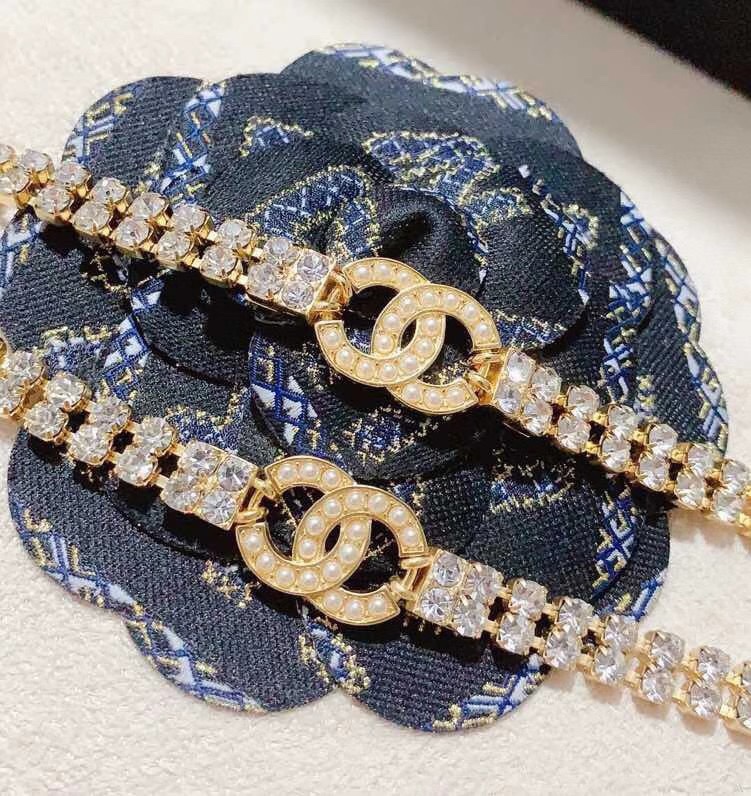 Chanel Prong-set Rhinestone Bracelet Earrings Necklace - Original Replica Club