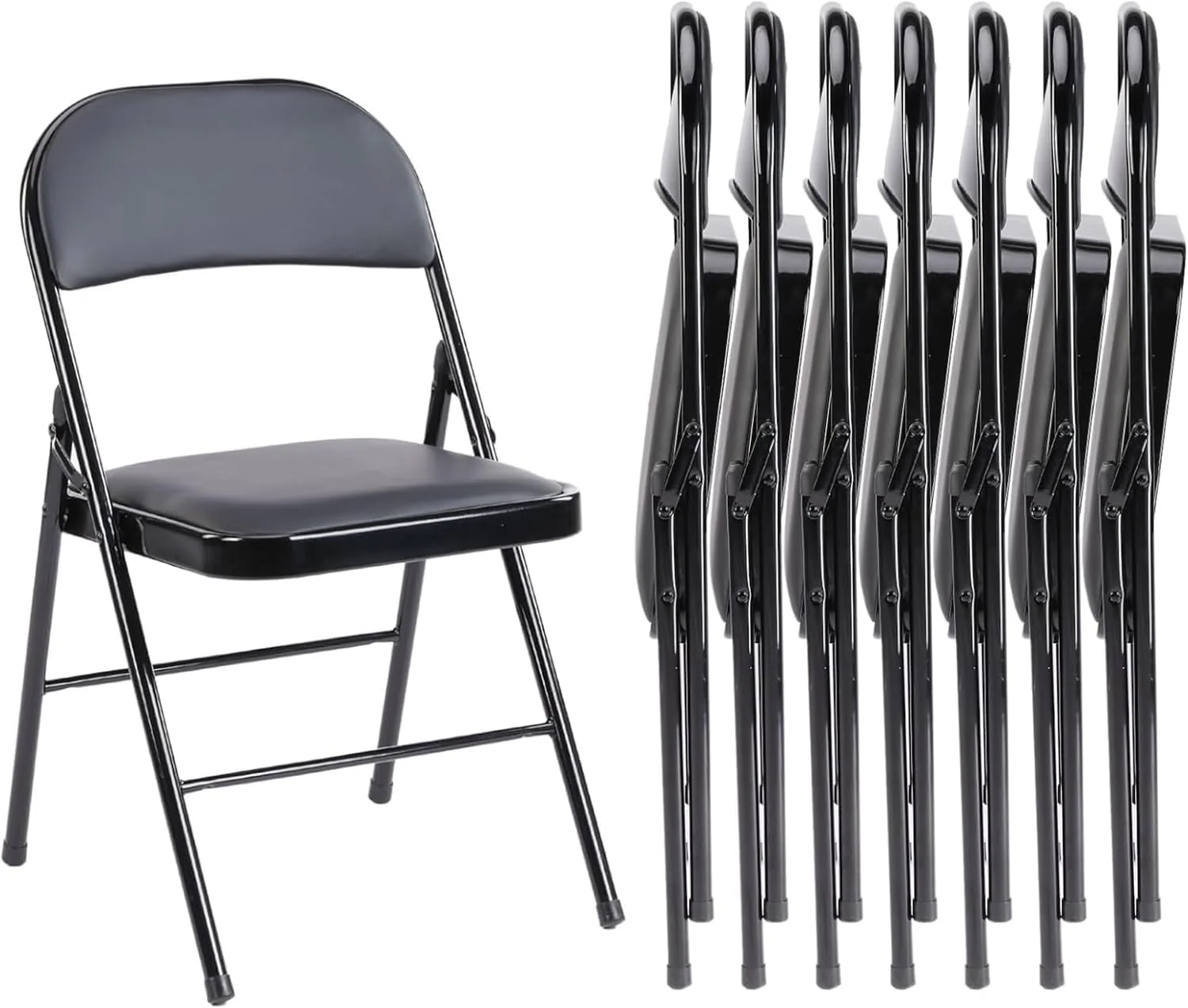 Sweetcrispy Folding Chair 12 Pack, Leather Padded Folding Chairs, Sturdy Metal Foldable Chairs