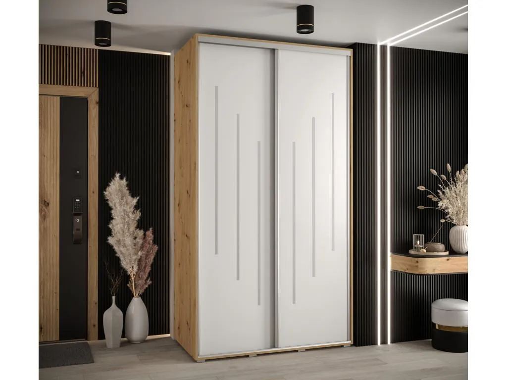ARMARIO Patriciabaezcasa 8 DE PUERTAS CORREDERAS 235.2/140/60 2 puertas (Artisan/Blanco/Plata)