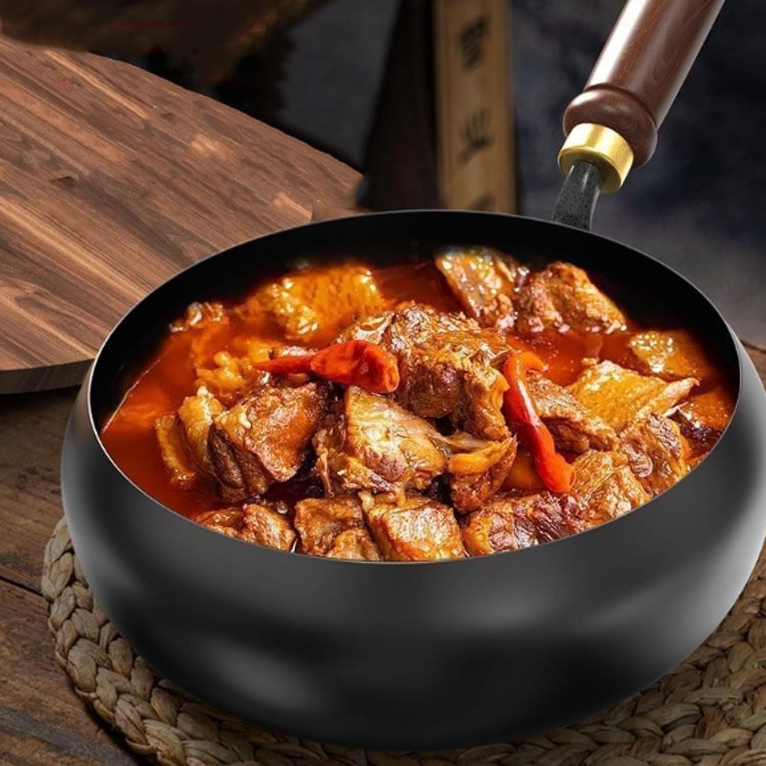 Japanese Cast Iron Cookware,Cast Iron Wok,Iron for Cooking,Handmade Forging Small Frying Pan, Mini Iron Pan, Uncoated, Non Stick Household Frying Pan(26cm)