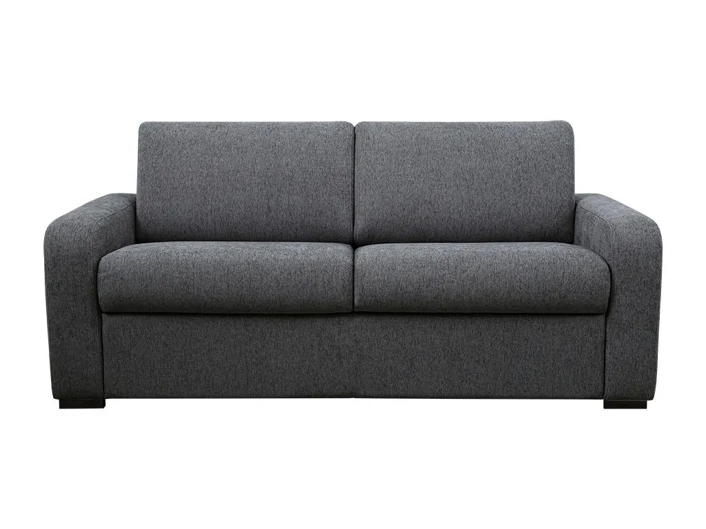 Sofá cama de 3 plazas de tela tipo italiano antracita Prietocasa - Colchón de 18 cm