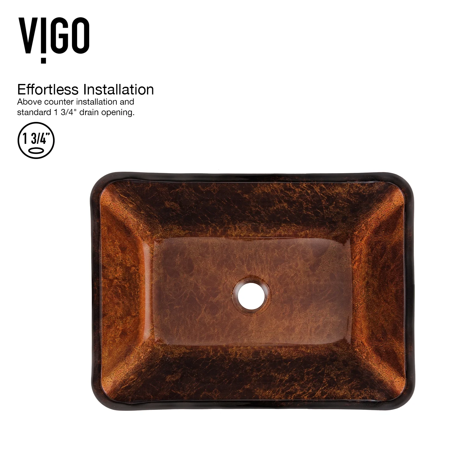 VIGO Donatello Artistic Rubywood Glass 18 in. L x 13 in. W x 4 in. H Rectangular Vessel Bathroom Sink - image 2